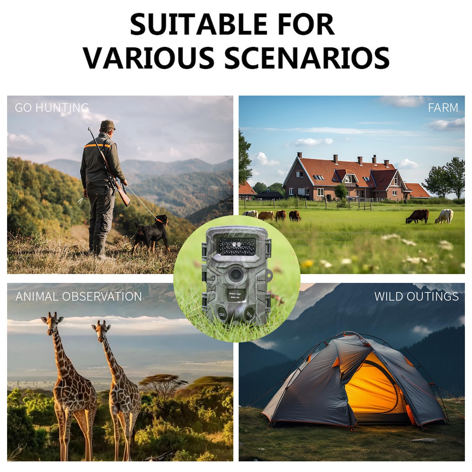 OBEST Kamera polowania na dzikie zwierzęta 4K kamera wideo dzikie zwierzęta noktowizor czas fotografowania 0,2 s kamera polowania na podczerwień z kartą SD 32G, kamera trail