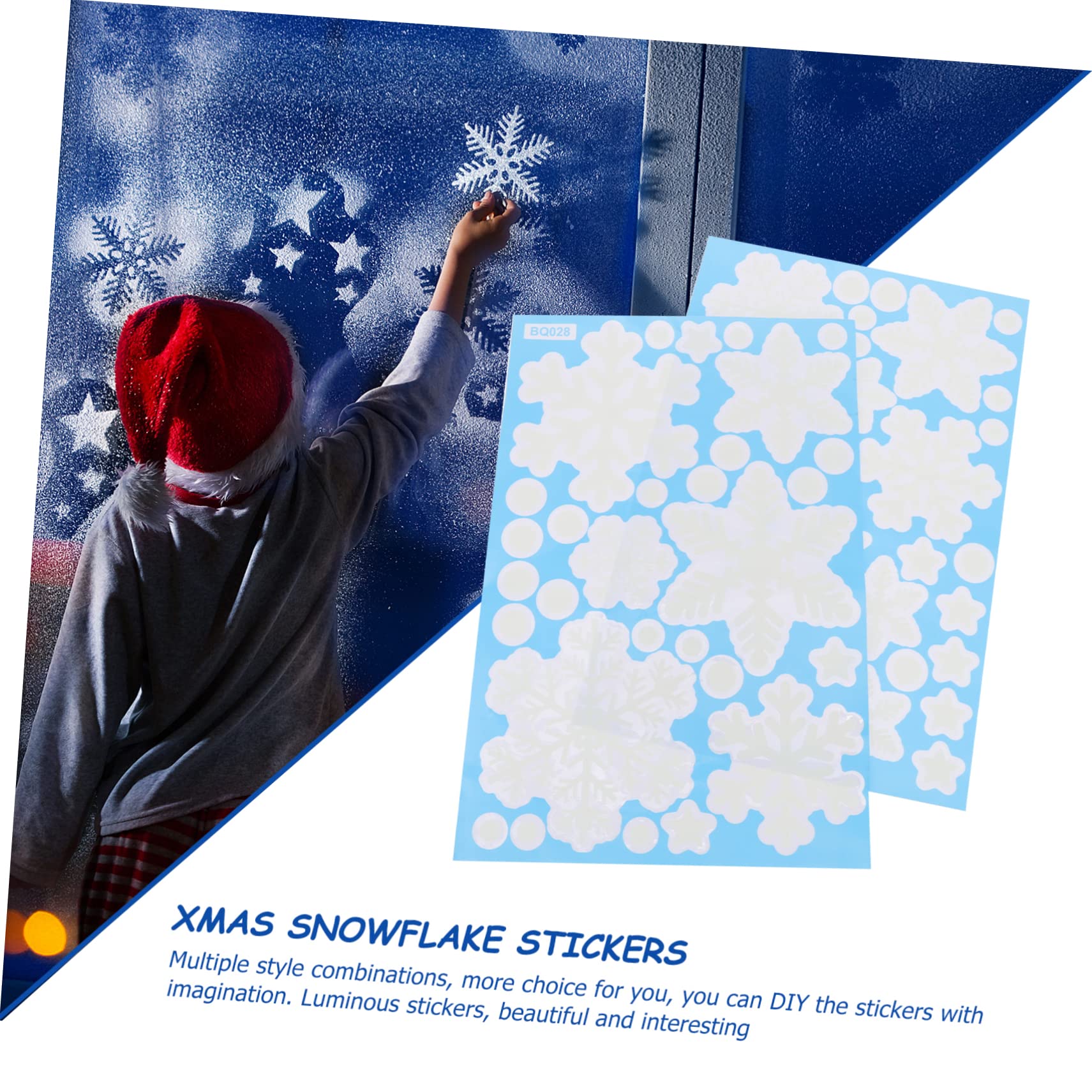 FRCOLOR 16 Blätter Weihnachtsaufkleber Weihnachtsschneeflockenaufkleber Weihnachtswand Abziehen Und Aufkleben Weihnachtsfensteraufkleber Weihnachtsschaufenster Aufkleber Pvc Weiß