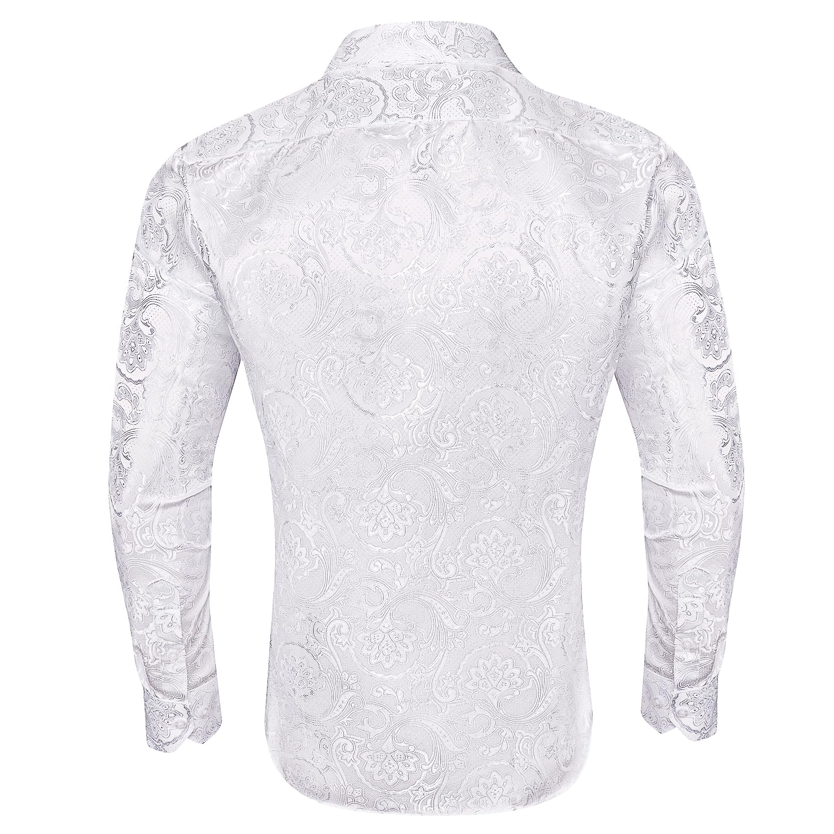 Barry.Wang Mens Dress Shirts Silk Luxury Paisley Big and Tall Long Sleeve Shirt Business Wedding Party Red Black S-3XL