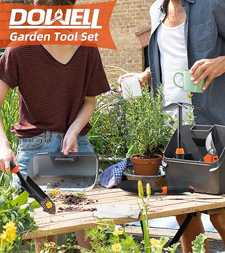 Miniatura 7 de DOWELL Juego de herramientas de jardín kit de tijeras de podar paleta de mano paleta de trasplante rastrillo de mano con azada resistente con mango