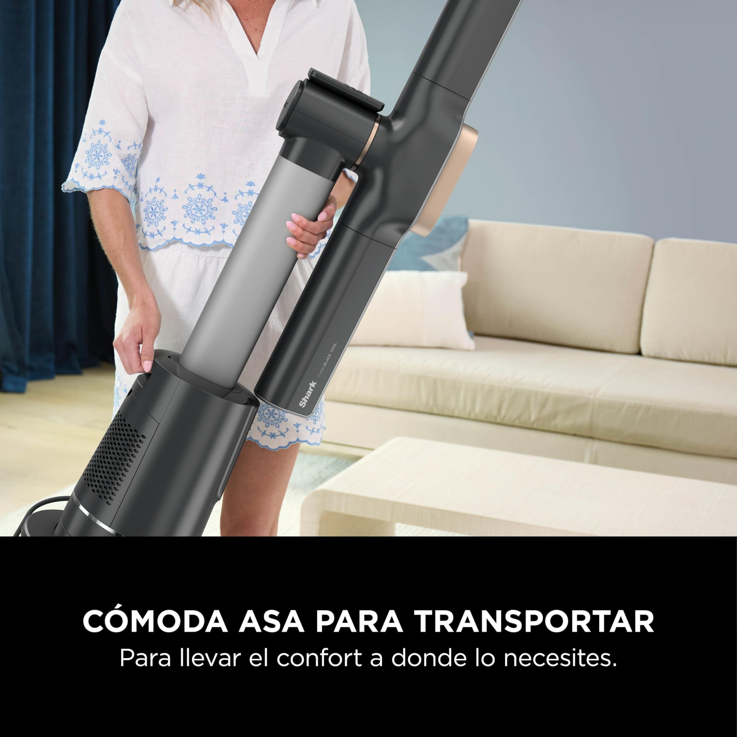 Shark TurboBlade, Ventilador + Calentador 2 en 1, Negro, TH200EU | Ventilador Doble y Calentador, Mando a Distancia