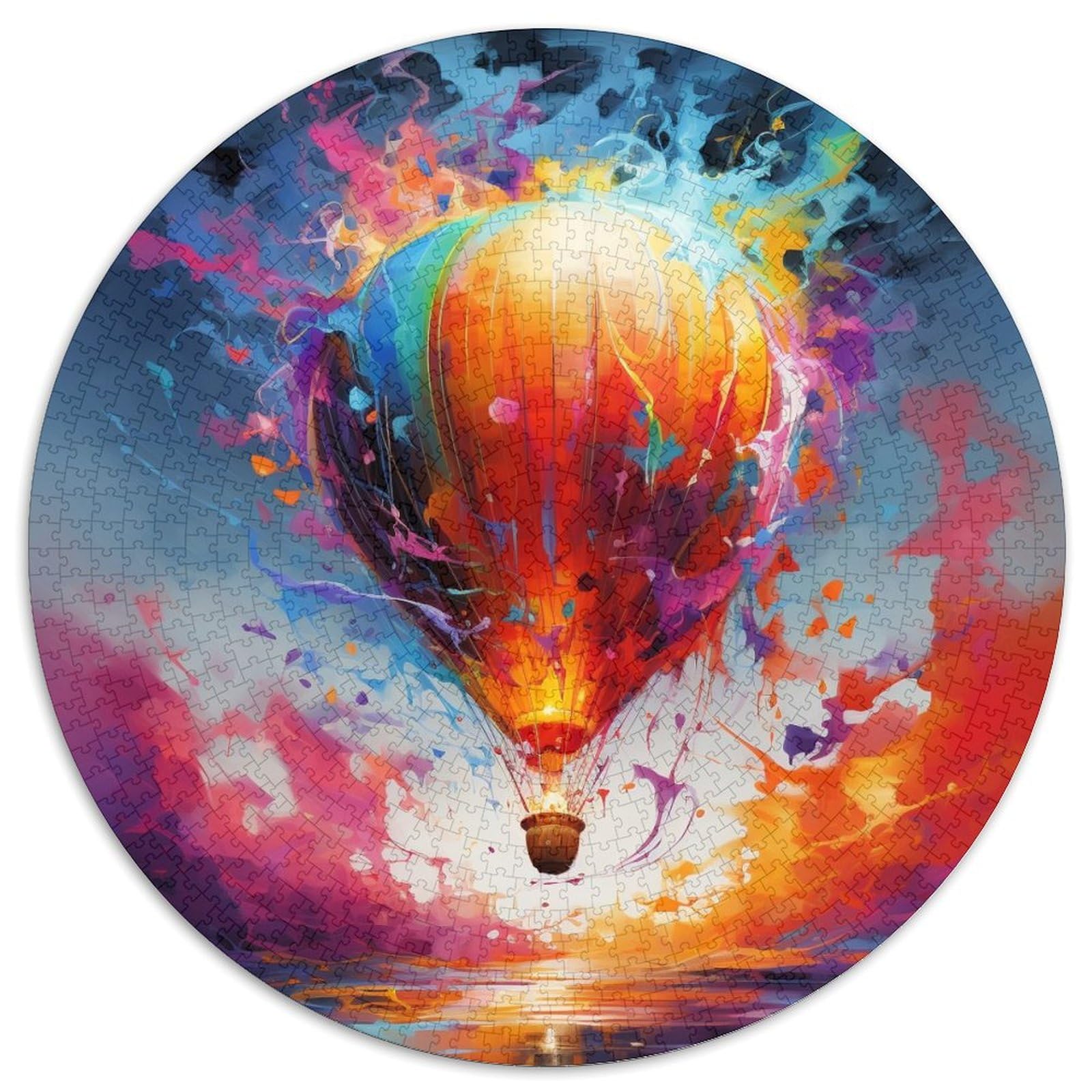 Jigsaw Puzzles for Adults 1000 Piece Hot Air Balloon Cardboard Round Jigsaw Puzzles Challenging DIY Art for Enthusiasts, for Relaxation 67.5x67.5cm — image 1