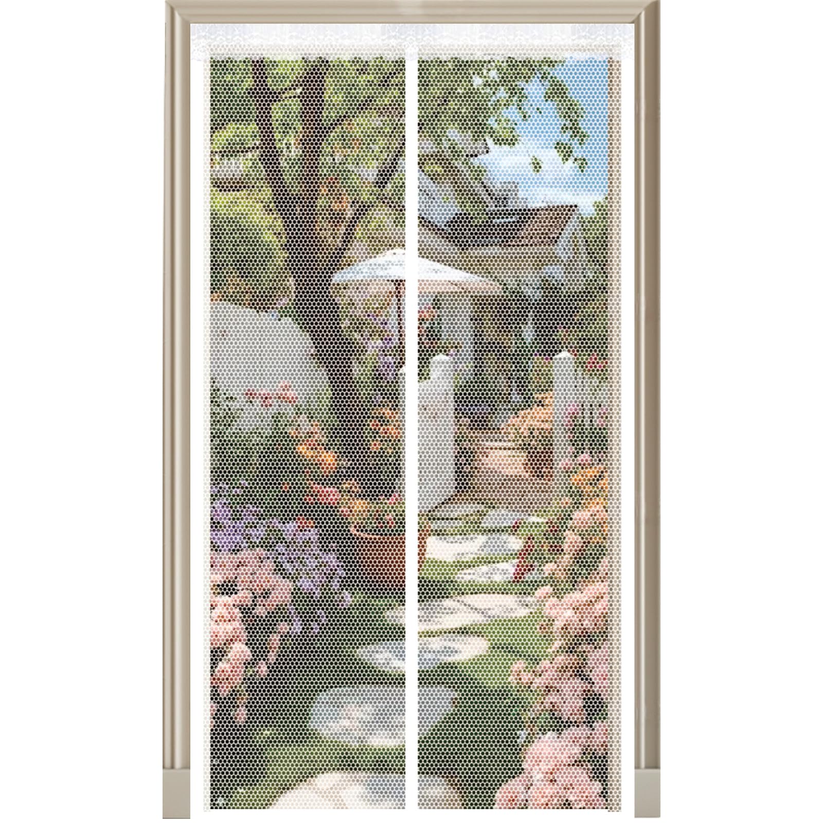 Moustiquaire de porte 100x207 cm blanc avec fermeture aimantée magnétique