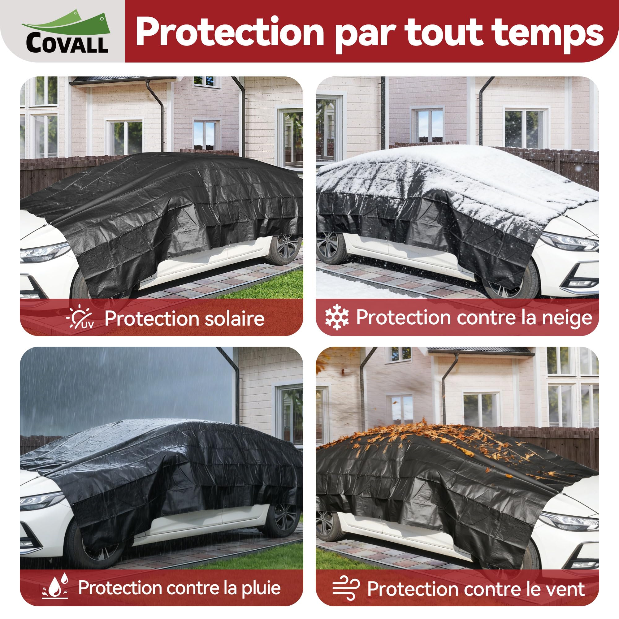 bâche Noire imperméable 115g/m² 2x3m, Protection extérieure, Anti-UV, Anti-déchirement, œillets métalliques Tous Les 50cm, Fixation Facile, pour Jardin, poulailler, Bois, Piscine, toiture