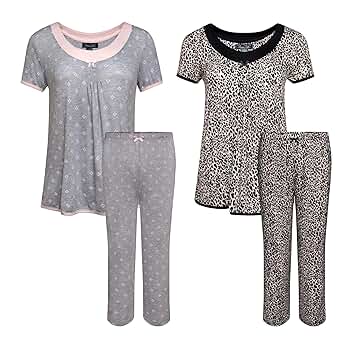 Rene Rofe Women's 2 Pack Short Sleeve Top and Capri Pant