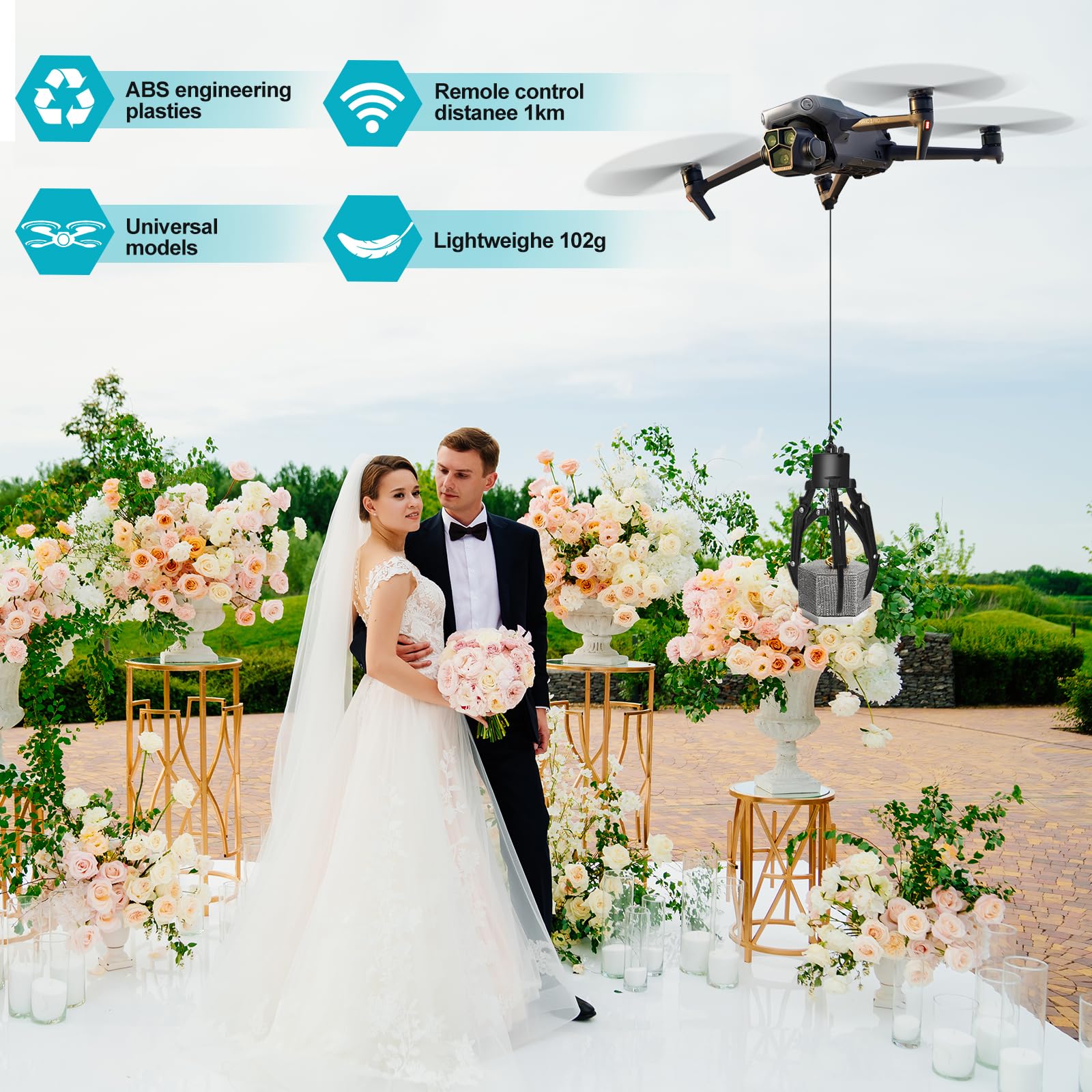 Sistema Airdrop para drones, dispositivo de liberación de carga útil de control remoto con garra mecánica, compatible universalmente con drones d Mini 4/Mini 3/Mini 2/Air 3/Air 2S/Mavic Series