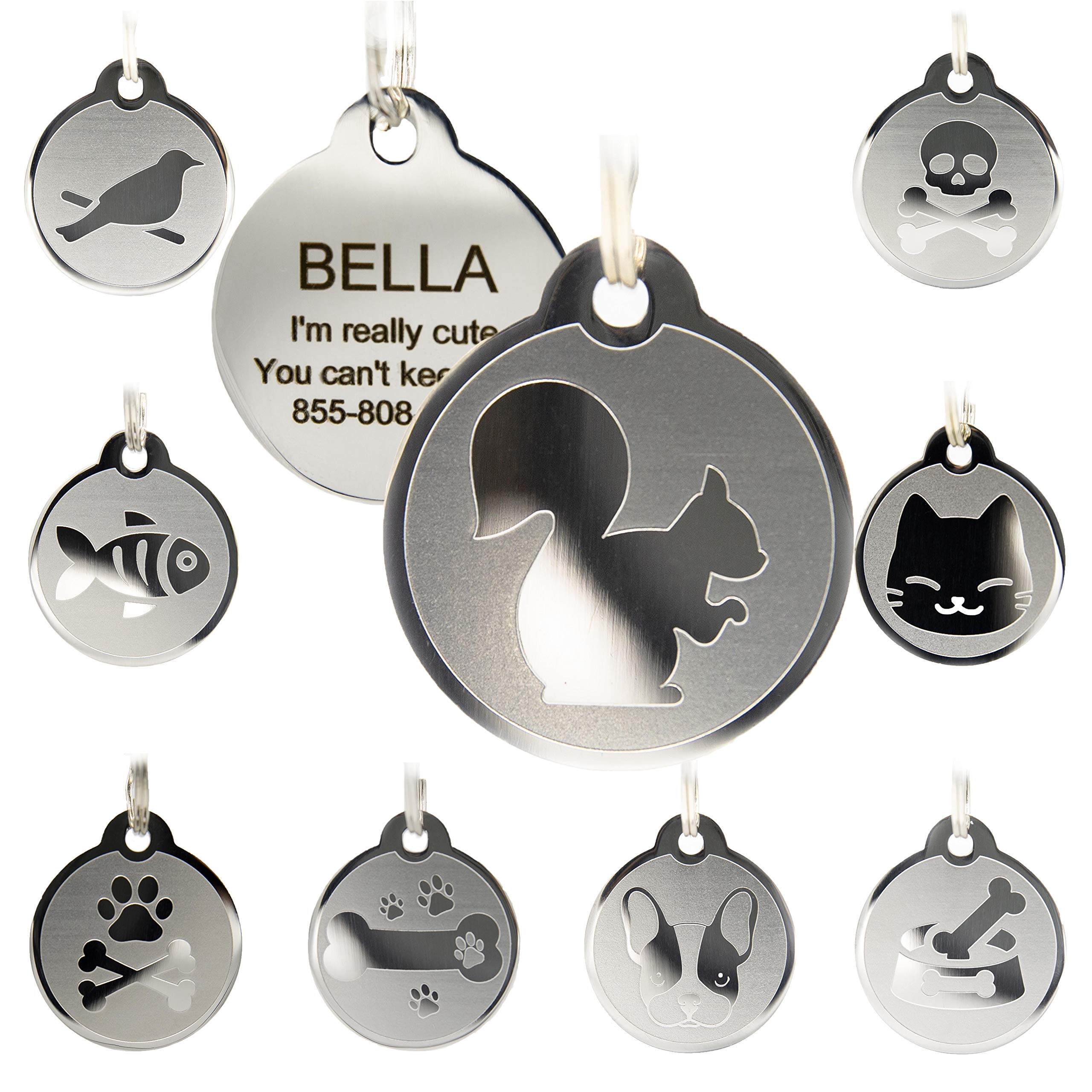 Custom Engraved Stainless Steel Pet ID Tags - Engraved Personalized Identification Durable & Long Lasting Dog Tags, Cat Tags