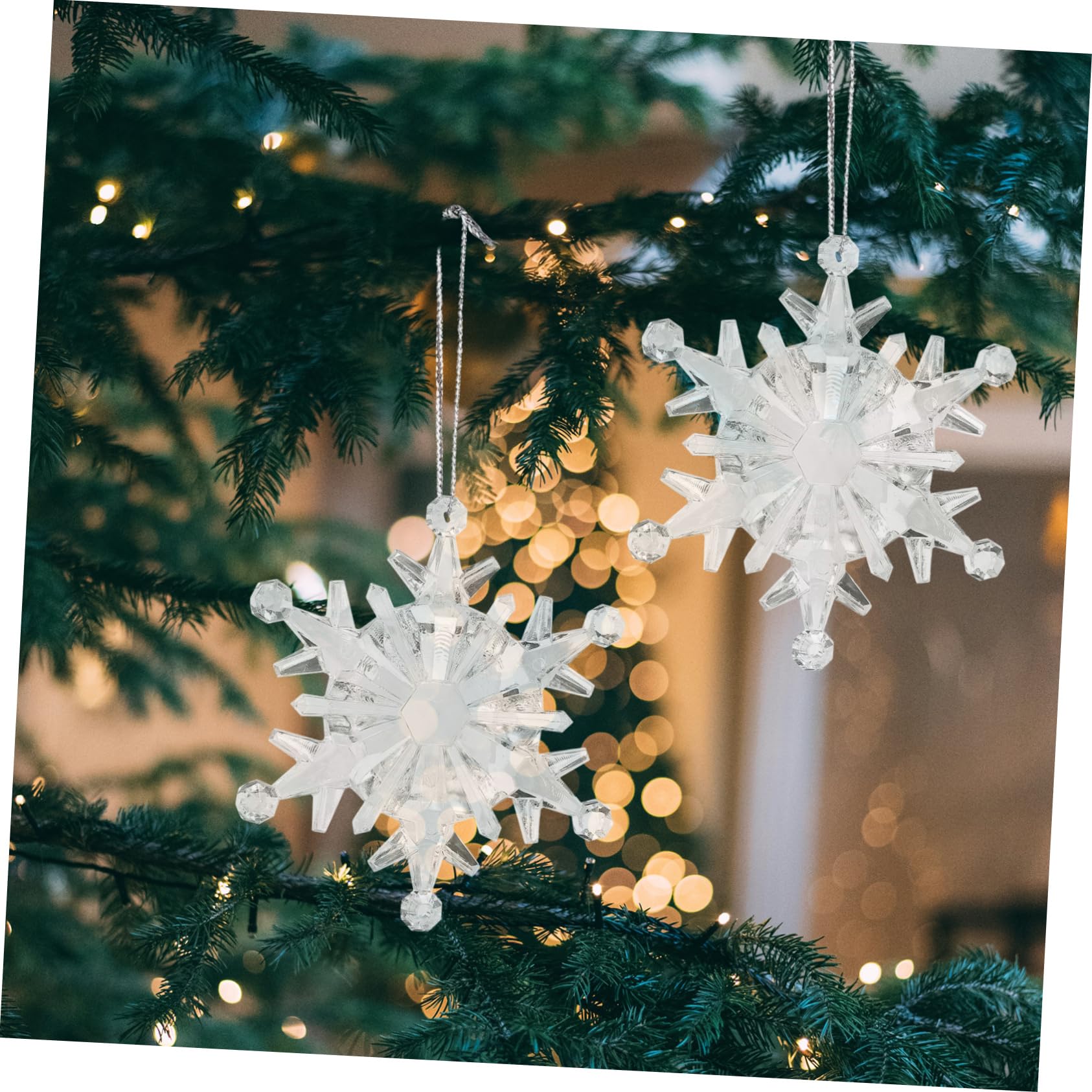 50stücke Teiliges Transparentes Acryl Schneeflocken Anhänger Weihnachtsbaum Deko Mit Aufhängeloch Für Fenster Wand Baum Christbaumschmuck Leichte Xmas Baumschmuck Outdoor Geeignet