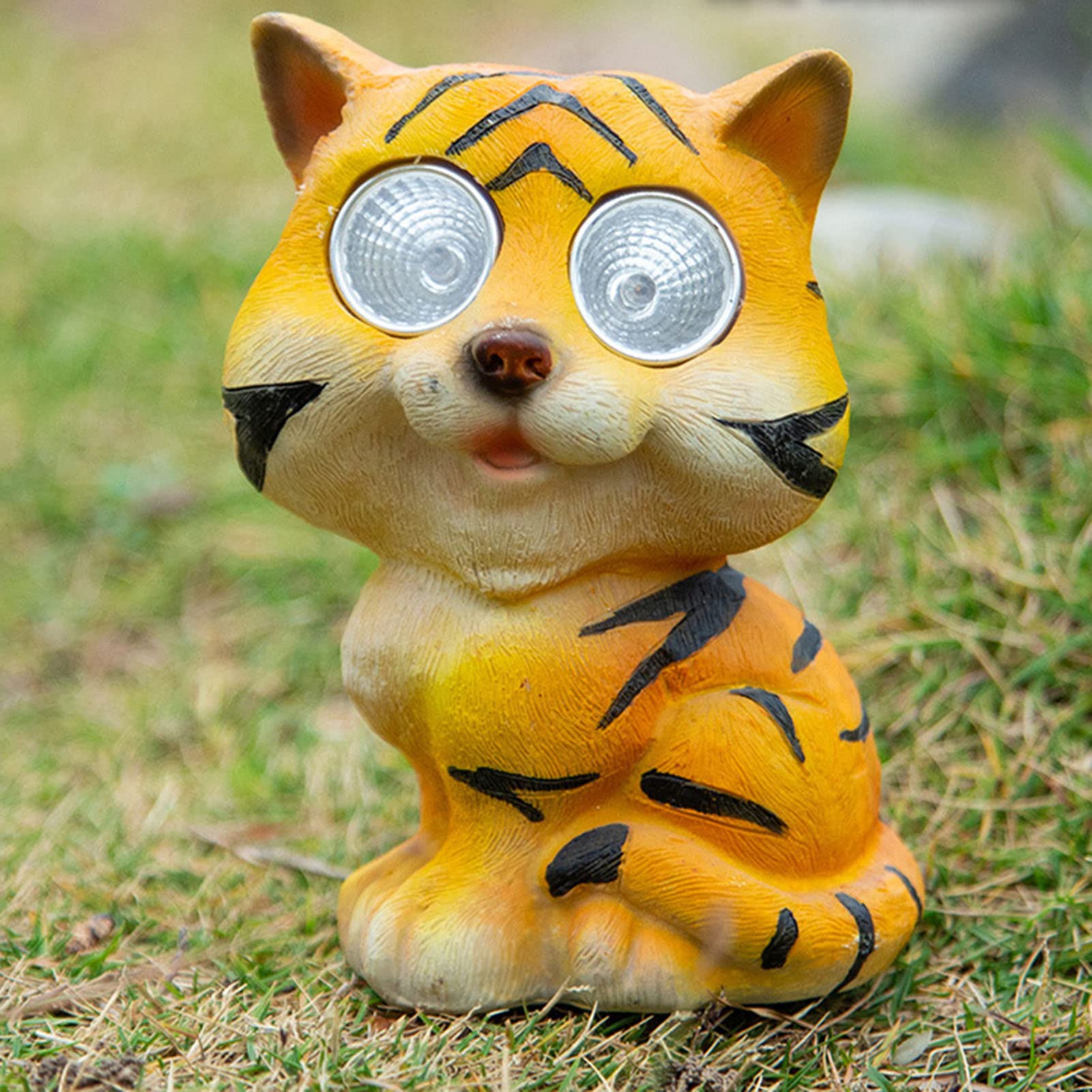 Ornamenti da Giardino Tigre Statua di Simulazione della Luce Solare Resina Scultura di Piccoli Animali per Soggiorno, Giardino, Balcone, Cortile, Decorazione della Villa Regalo di