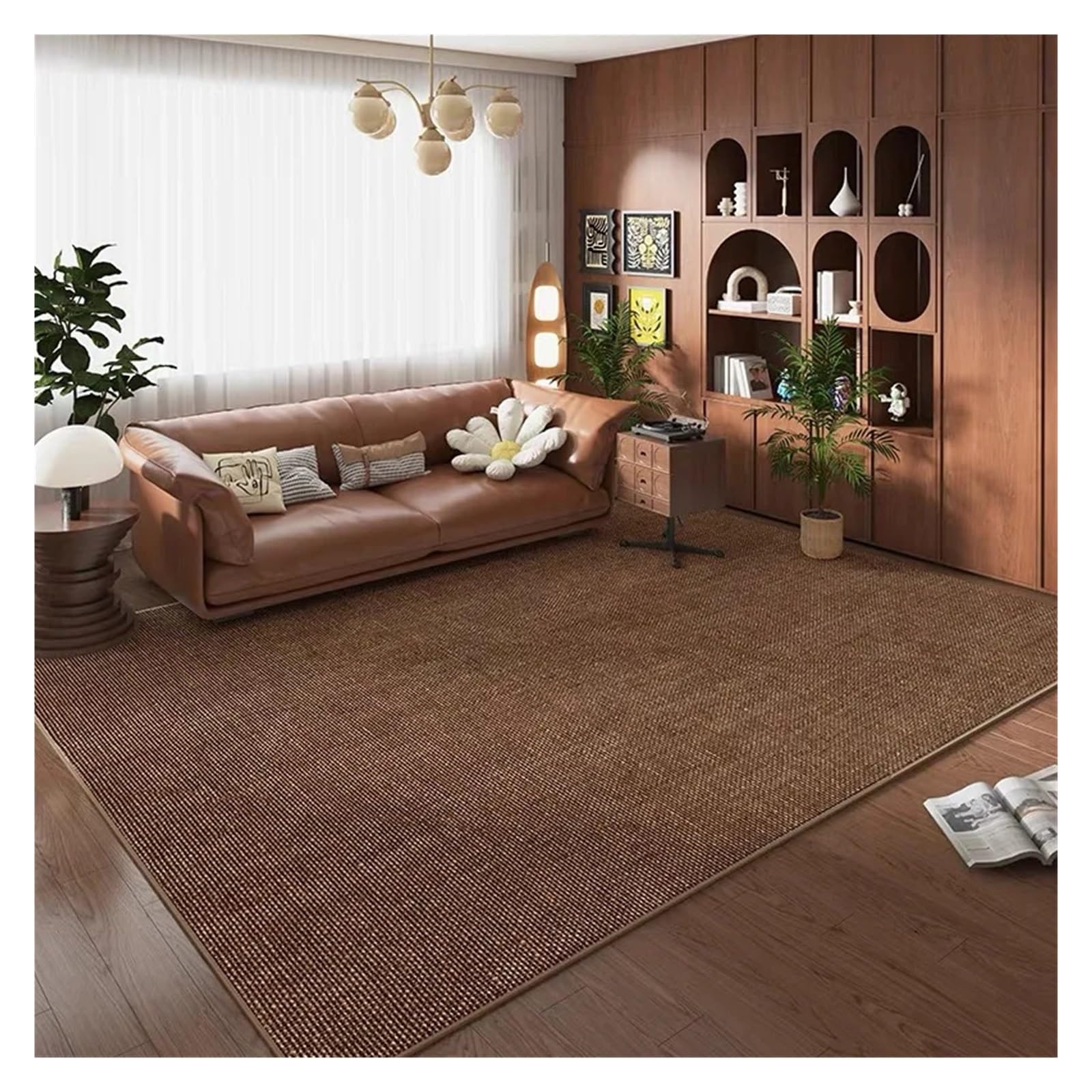 Amazon | フレンチリビングルームカーペット 広い面積 ブラウンラグ