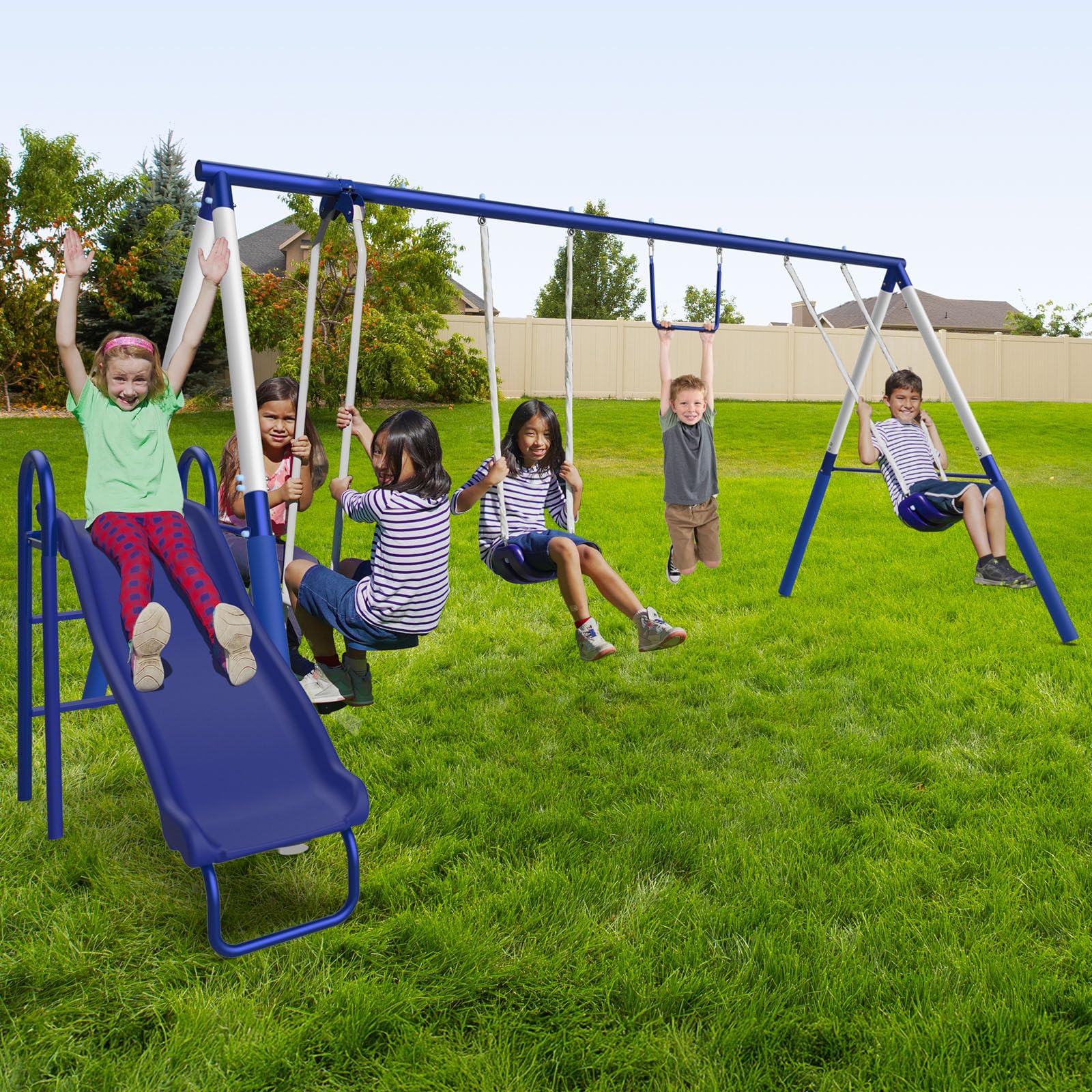 Sportspower Arcadia Swing Set - Outdoor Heavy-Duty Metal Playset for Kids Multicolor