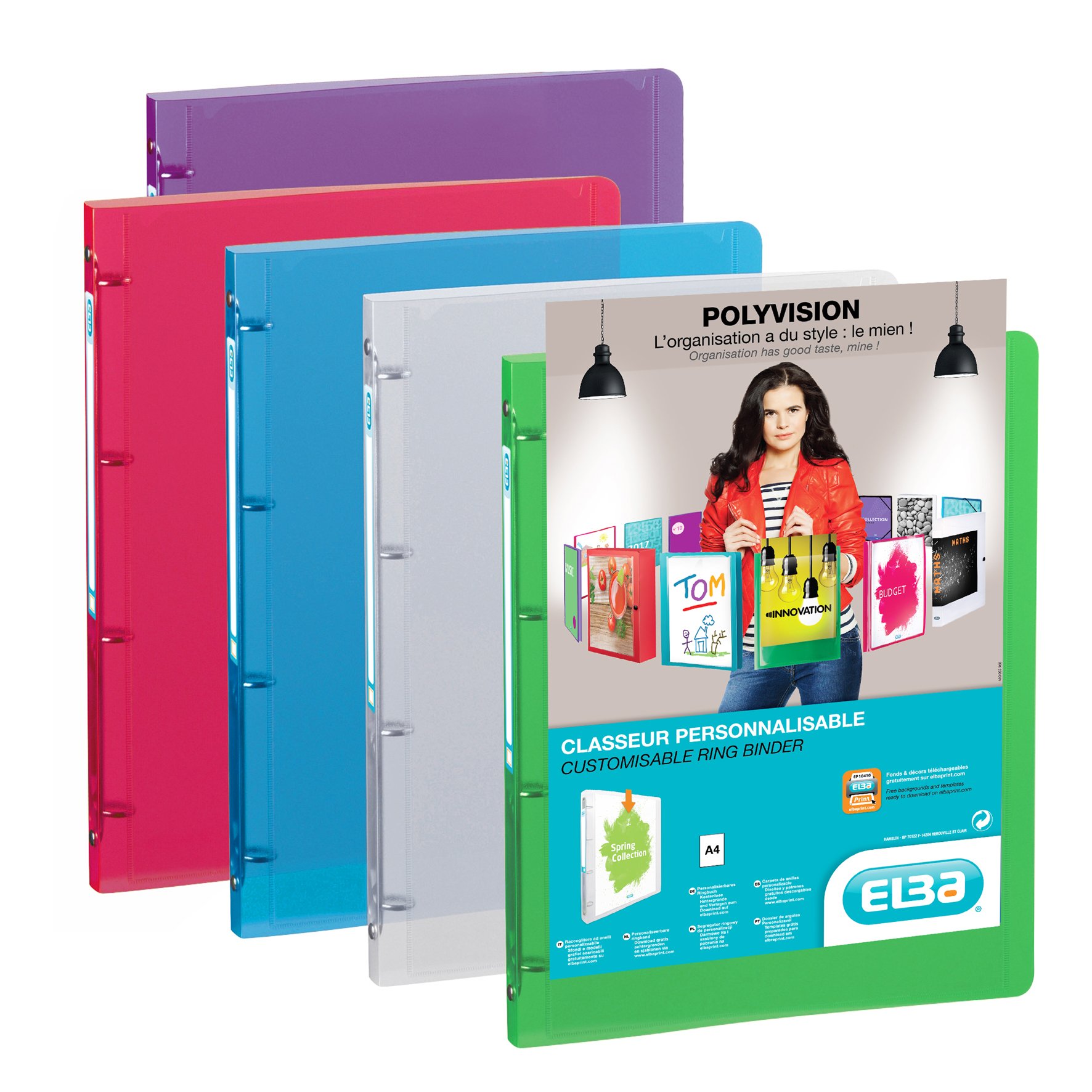 OxfordPolyvision Ring Binder 4 Rings 20 mm Assorted