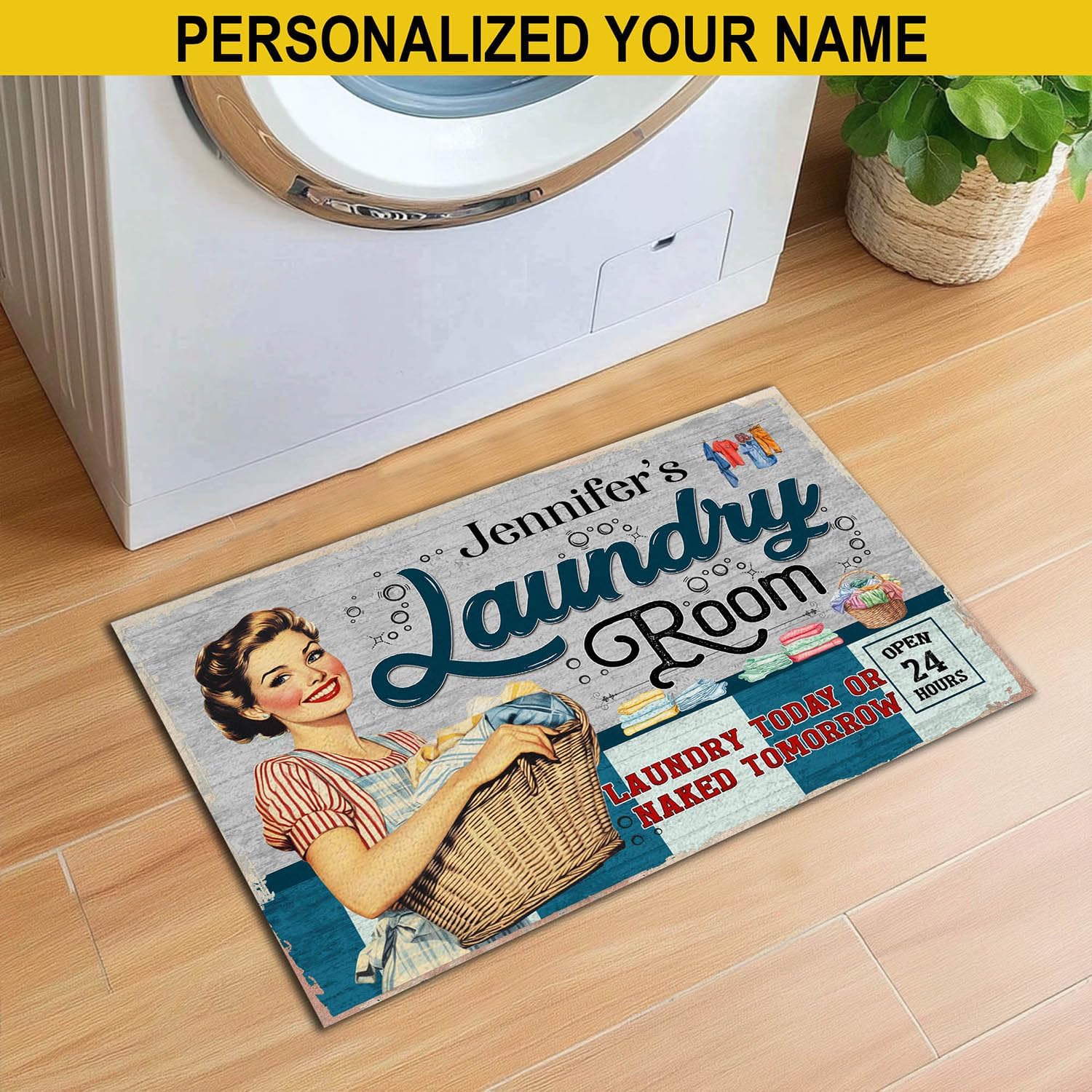 THUYPT Personalized Printed Laundry Room Area Doormat, Laundry Room Rug, Door Mat for Laundry Room, Entryway Accessories Decor Indoor, Laundry Room Decorations (04)