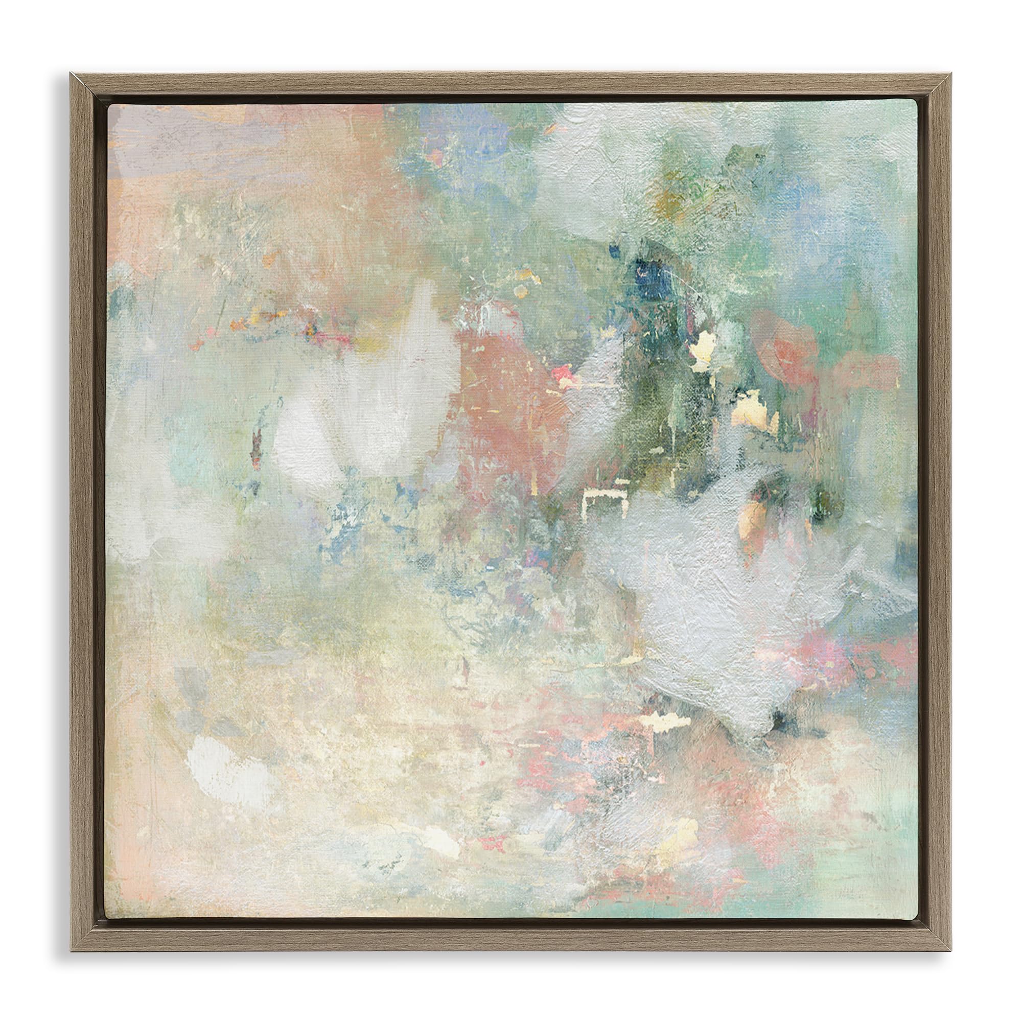 Stupell Industries Serene Pastel Brushstroke Harmony 'Serene Pastel Brushstroke Harmony', Floating Frame Canvas Art, Brown, 25 X 25 Inches, Easy To Hang And Sturdy, Made In Usa, By Carol Robinson