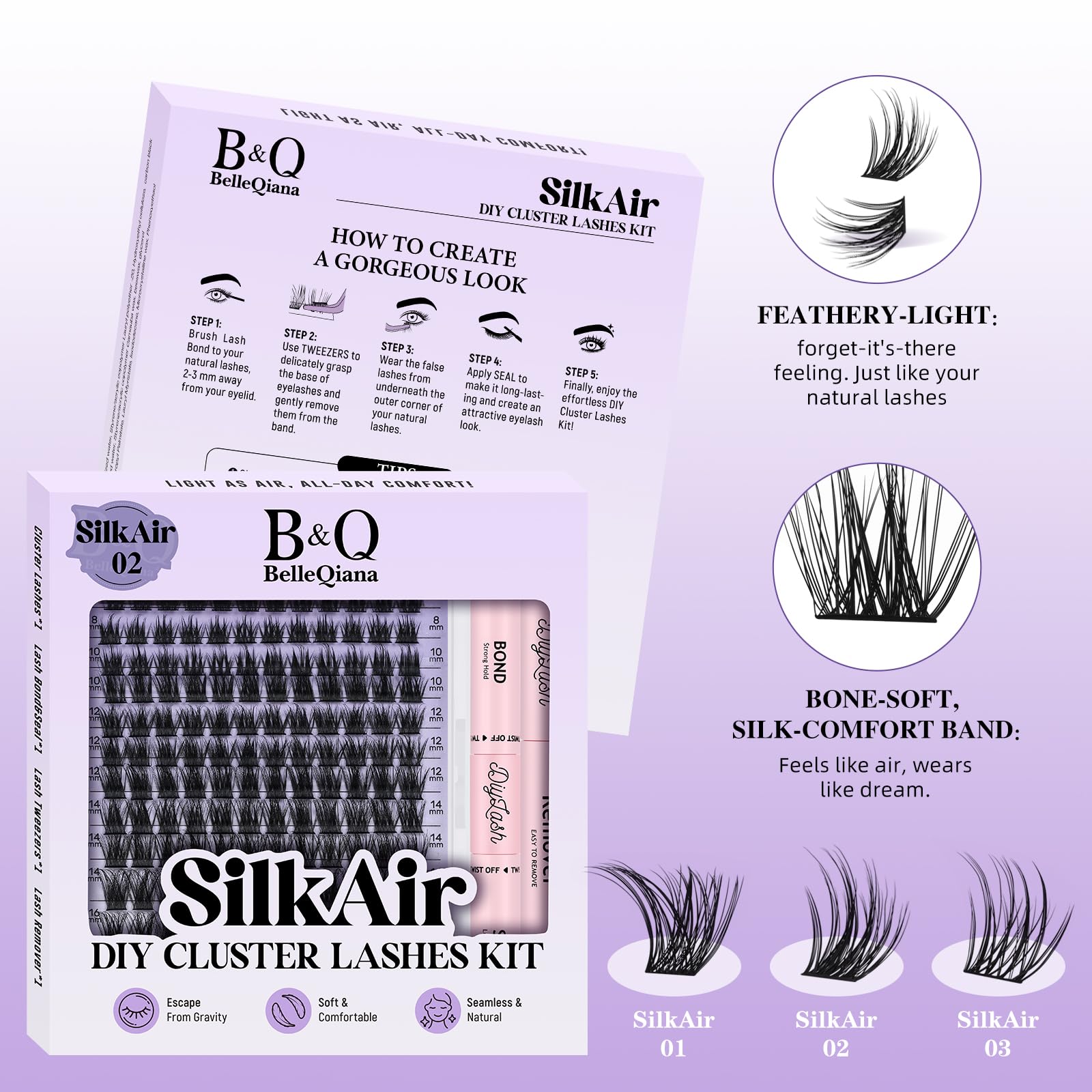 BelleQiana Silk Air Individual EyelashesFeather-Light Ultra-Soft Band Lashes - Image 4