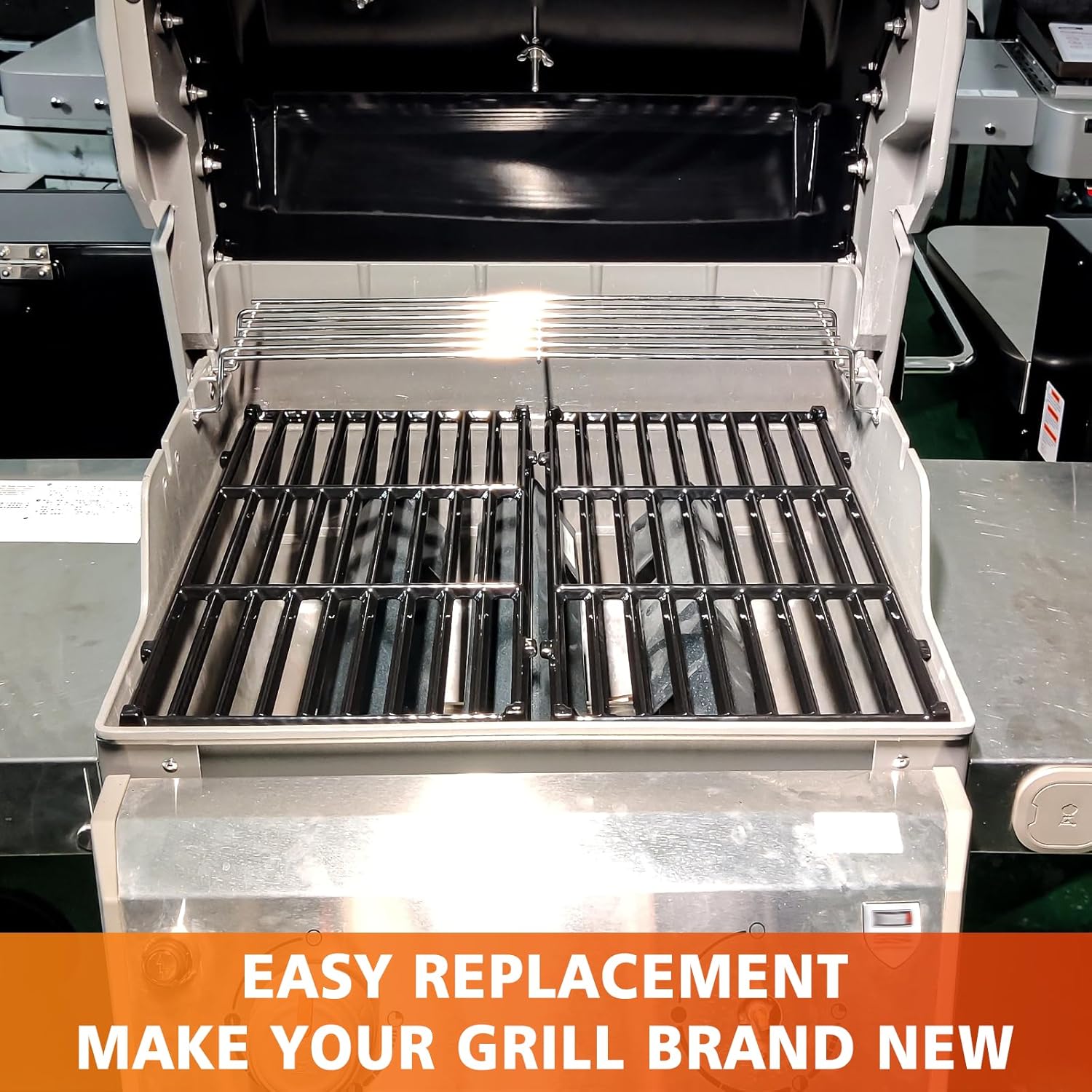 Replacement Parts for Weber 7637 Grates & 7635 Flavorizer Bars, Parts for Weber Spirit 200, GS4 Spirit II 200 Series Gas Grill with Front Control,15.3” Flavor Bars, 17.5” Cooking Grates for Weber E210
