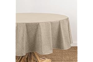 Elrene Monterey Linen Inspired 70-Inch Round Vinyl Tablecloth