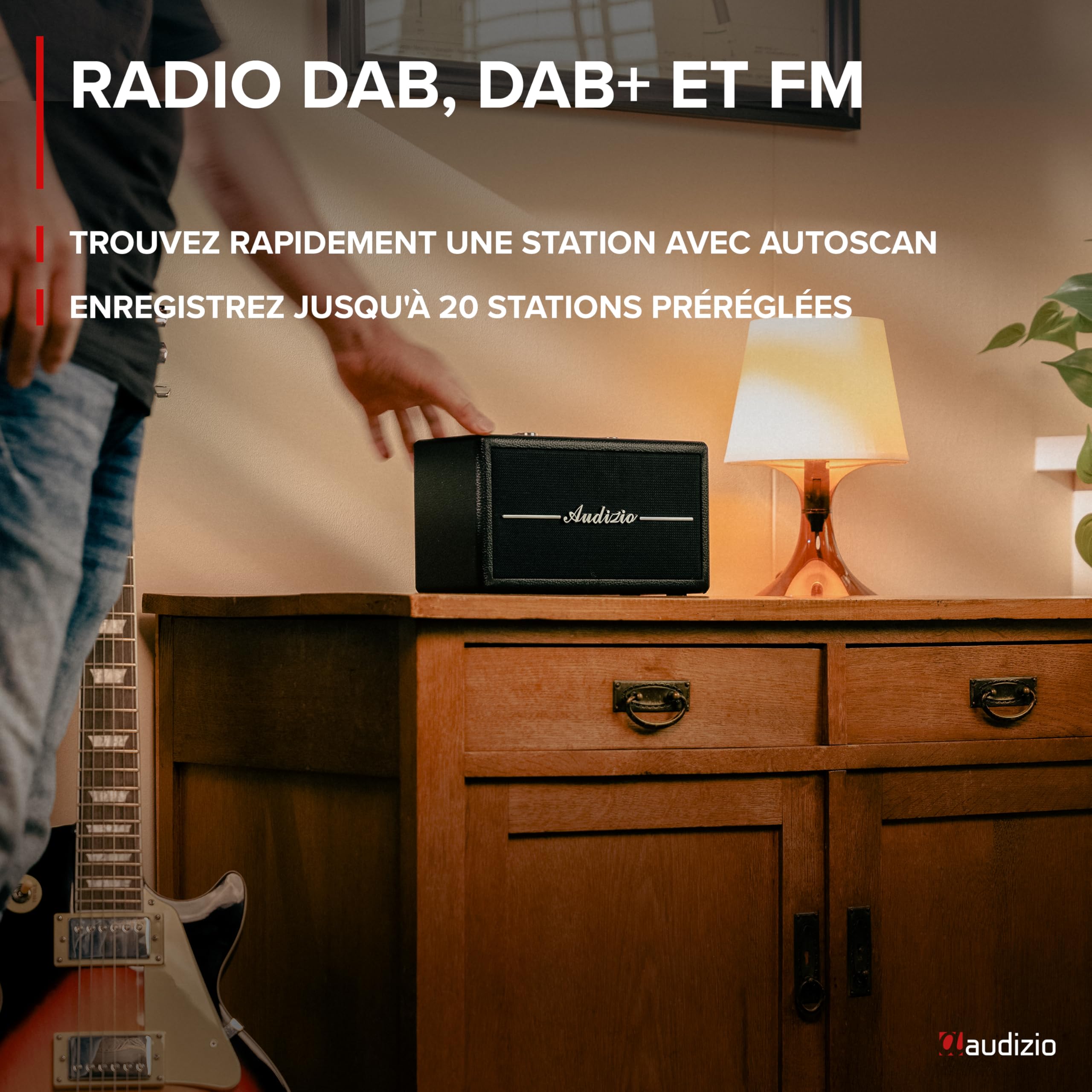 Audizio Tune60 - Radio Dab+/FM BT sans Fil Rétro Noire | Lecteur USB/SD, Alarme & Écran LCD | Radio Vintage Portable Secteur ou Piles