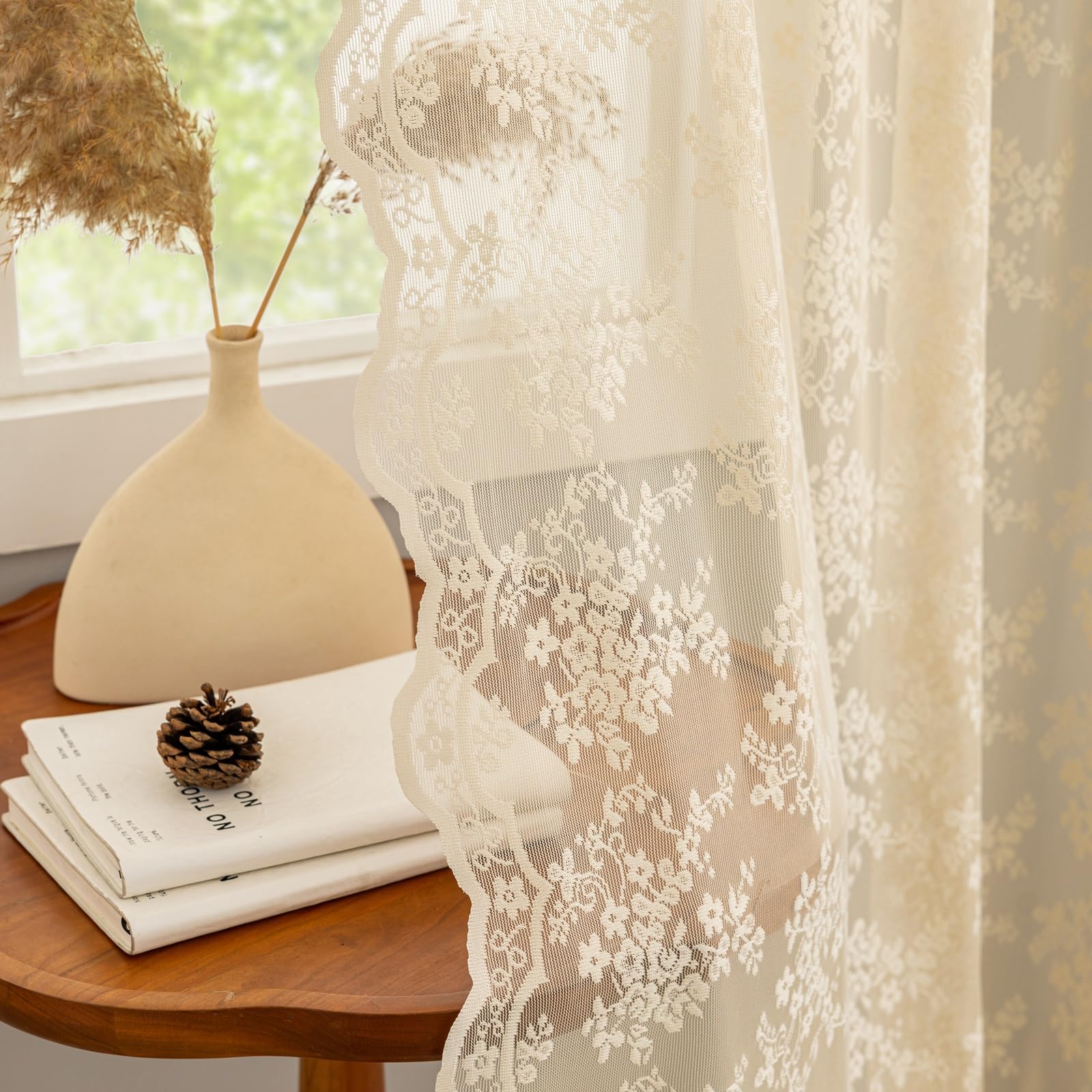 Amazon.com: YJ YANJUN Vintage Lace Curtains 84 Inches Long-Retro