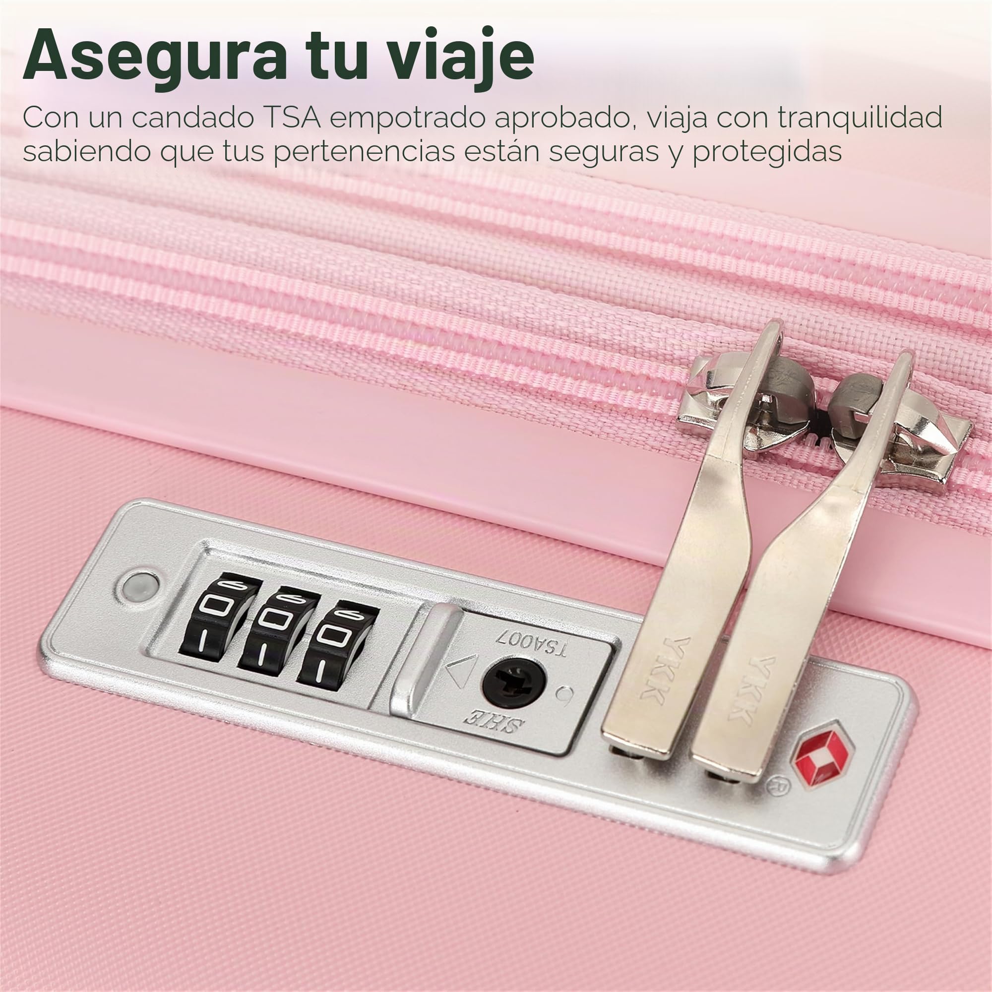 Kono Maleta de Mano ABS + PC rígida Ligera de Cabina de Viaje con Ruedas giratorias TSA, Cabin 20 Inch（S，Rosa）