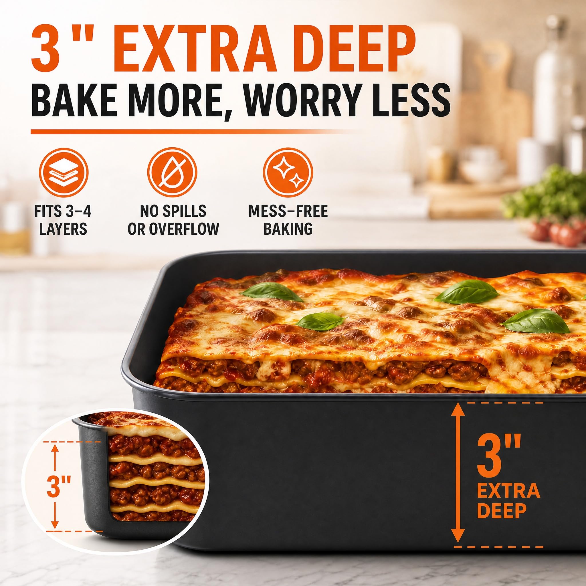 Jucoan Lasagna Pan - Large Baking Dish -4