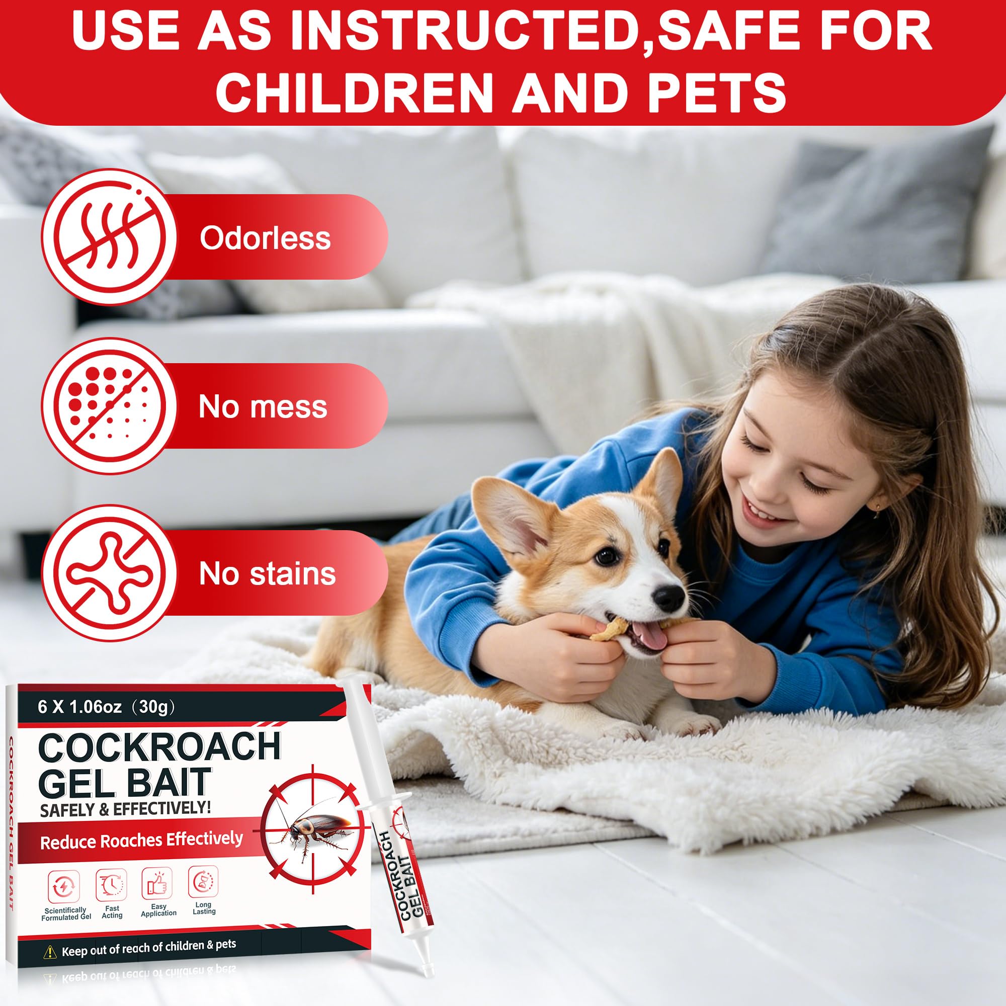 6 Stück 30g Anwendungsfertiges Kakerlaken Fänger Gel für Innen & Außen, Überwachung von Schaben, Sicher für Kinder & Haustiere