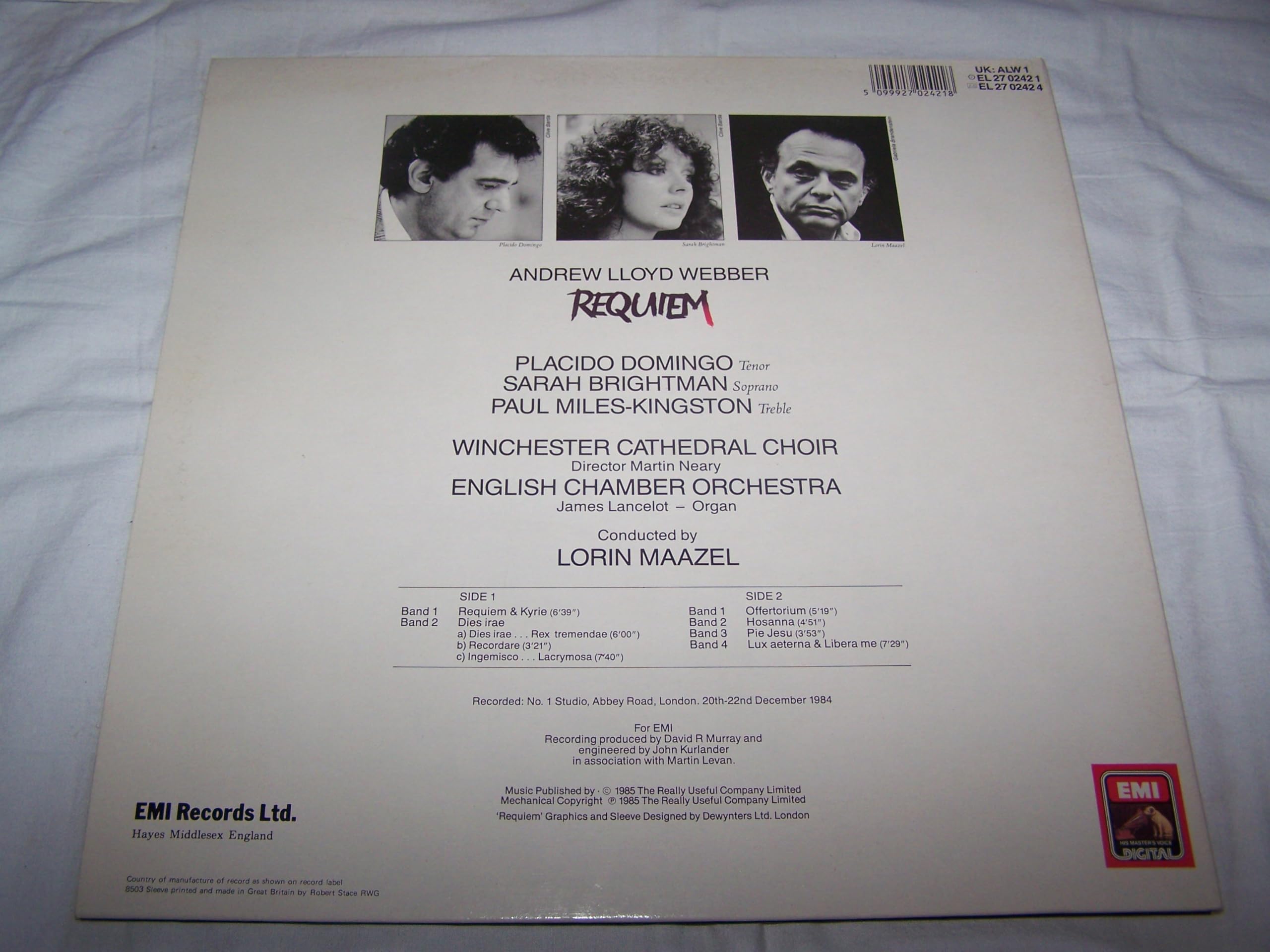 REQUIEM LP (VINYL) UK HIS MASTERS VOICE 1985