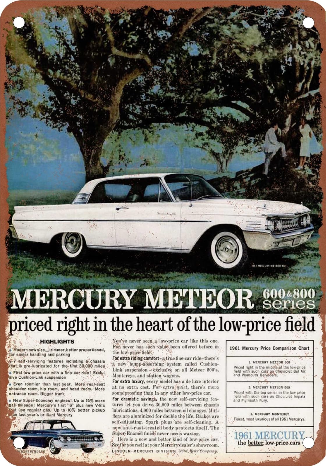 Miaomansenstore Metal Sign - 1961 Mercury Vintage Ad 05 - Old Retro Rusty Look Home Decor