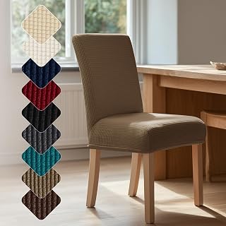 Deconovo Fundas Sillas De Comedor Pack 4, Funda Ajustable y Elástica para Silla, Protector Lavable para Comedor, Hogar y Restaurante, Suave y Cómoda, Marrón