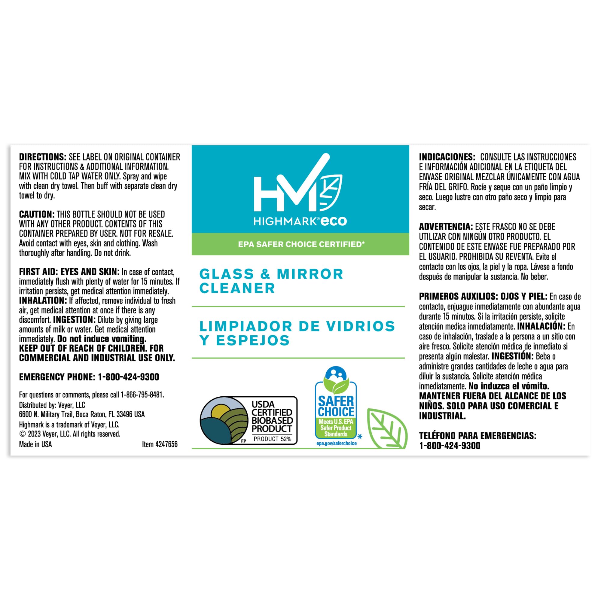 Highmark® Secondary Label, Glass Cleaner