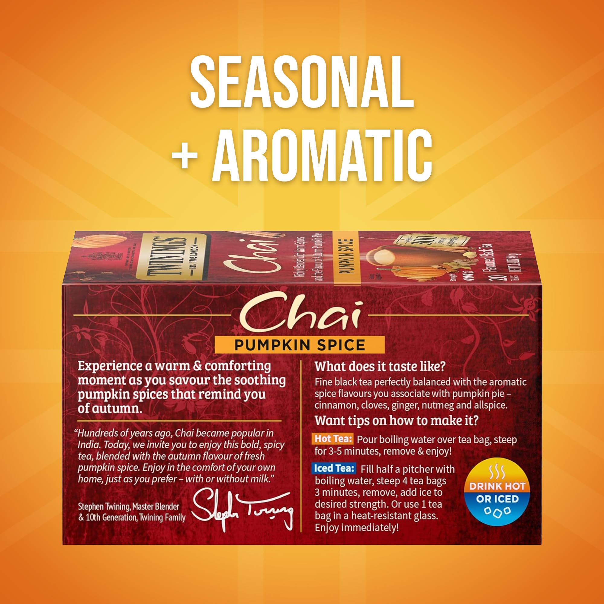Twinings Pumpkin Spice Chai, 20 Count (Pack of 6), (Packaging may vary) by Twinings