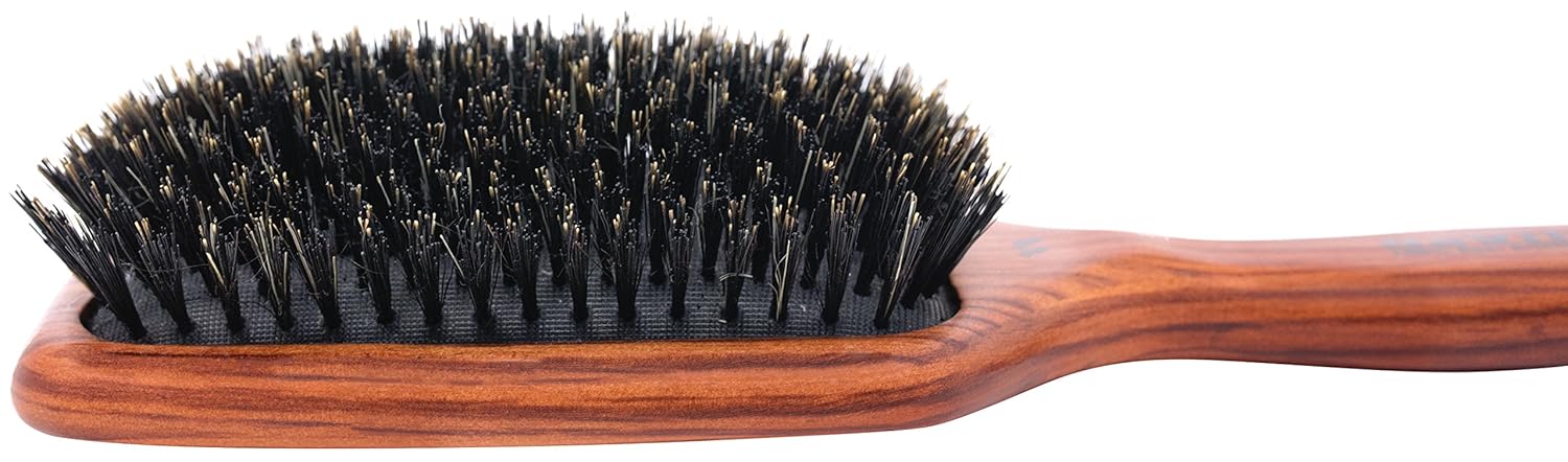 Spornette Deville Cushion Paddle Brush, Boar Bristle Hair Brush with Wooden Handle - For Straightening, Smoothing, Detangling, Styling & Brush Outs for Women, Men, & Kids - All Hair Types - Image 3