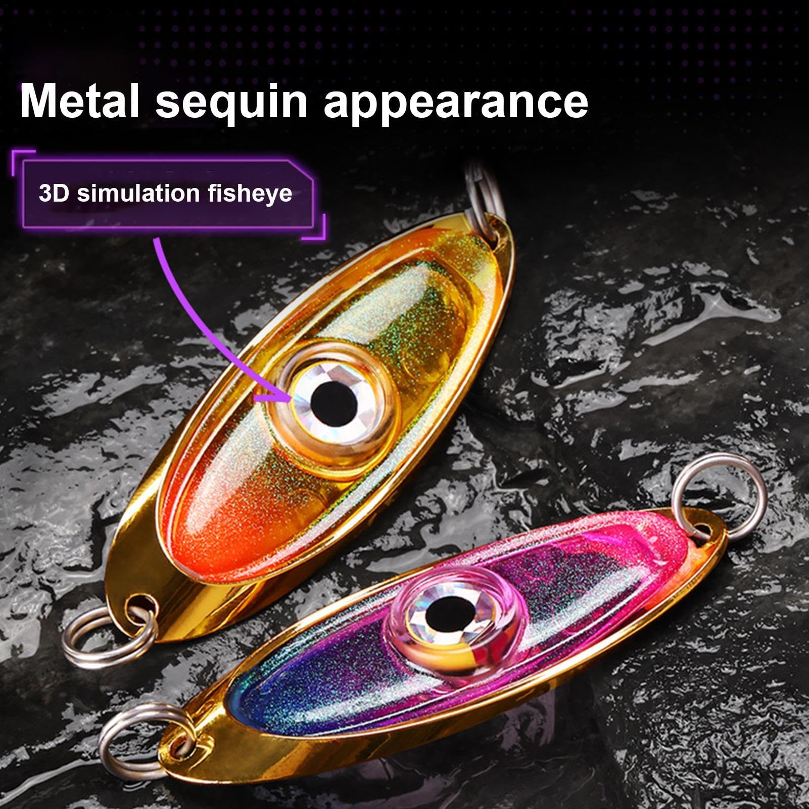 5 Esche Pesca Con LED A Forma Di Occhi - Impermeabili Per Acqua Dolce E Salata - Luci Subacquee Per Pesca Notturna Con Nucleo In Rame E Supporto Girevole 360° - 4