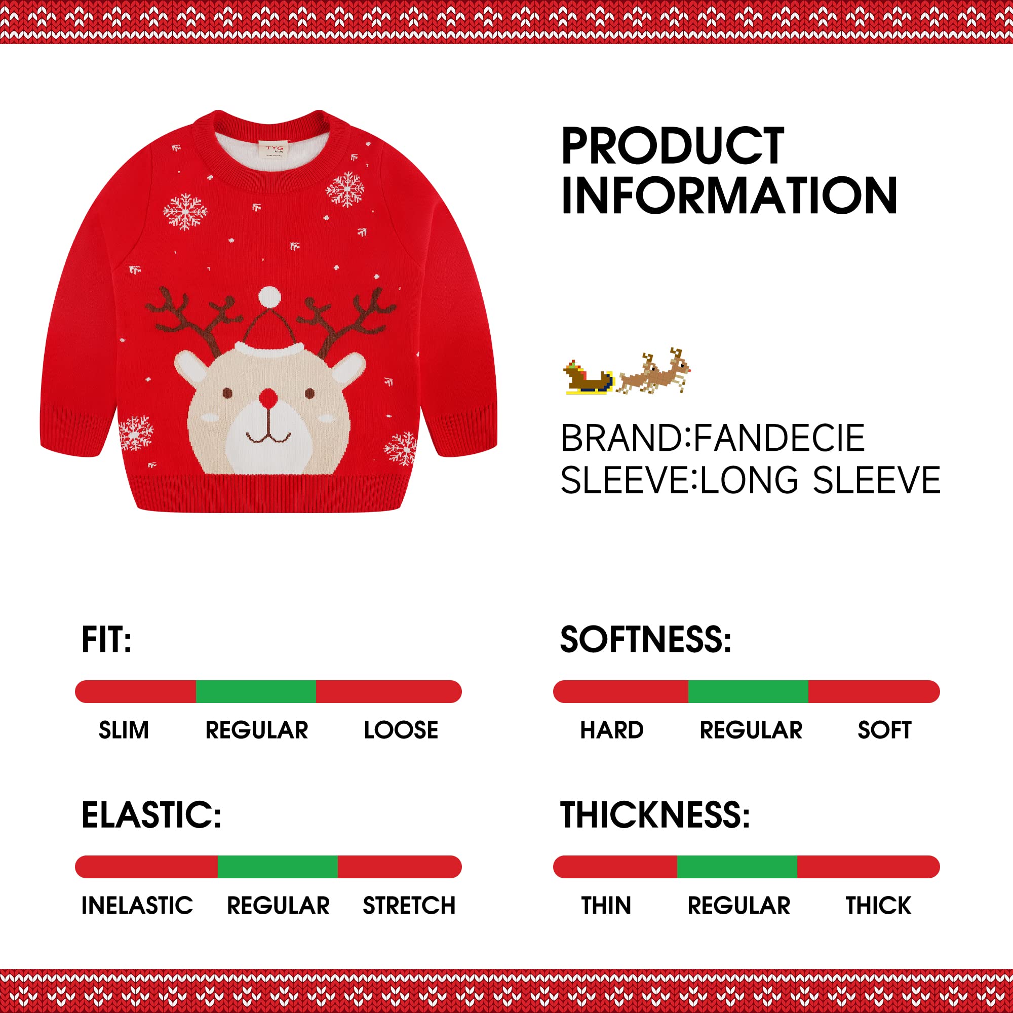 Jersey Navidad Manga Larga Pull-Over para Niños 2-6 Años