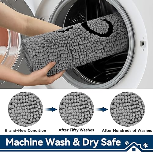 Miniatura 5 de Bcoimo Tapete súper absorbente para puerta de perro, 30 x 20 pulgadas, tapete antideslizante para patas fangosas, alfombras para mascotas para patas