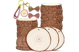 Senmut Wood Slices 30 Pcs 3.5-4 Inch Natural Rounds Unfinished Wooden Circles for Crafts