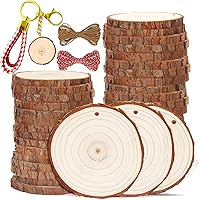 Vista 12 de SENMUT Rebanadas de madera natural, 30 unidades de círculos de madera preperforados de 2.0 a 2.45 pulgadas para manualidades, rebanadas de madera