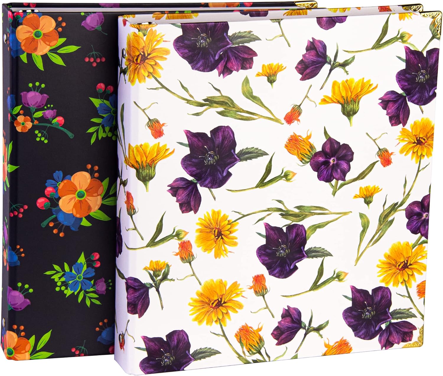 Floral 3 Ring Binder with 1” Rings, Holds 8.5'' x 11'' Letter Size, 200 Sheet Capacity, Cute Decorative Hardcover Binder for Office School Home, 2 Packal