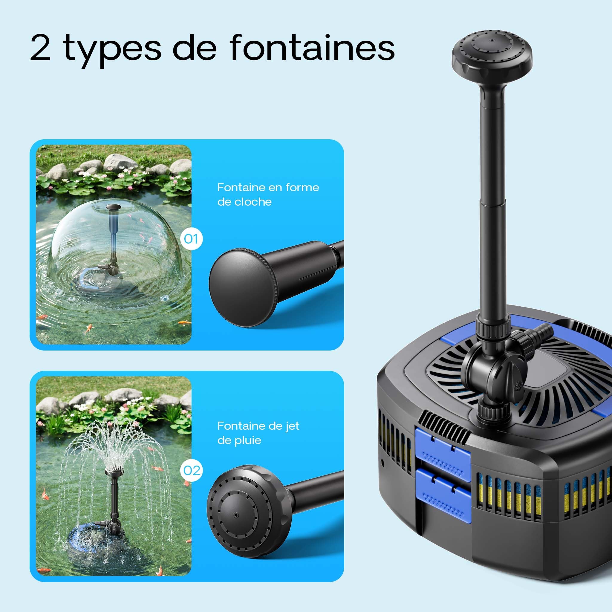 Filtre UV SunSun CUF-5800 Fontaine UV 5200 l/h avec 4,8 m de hauteur
