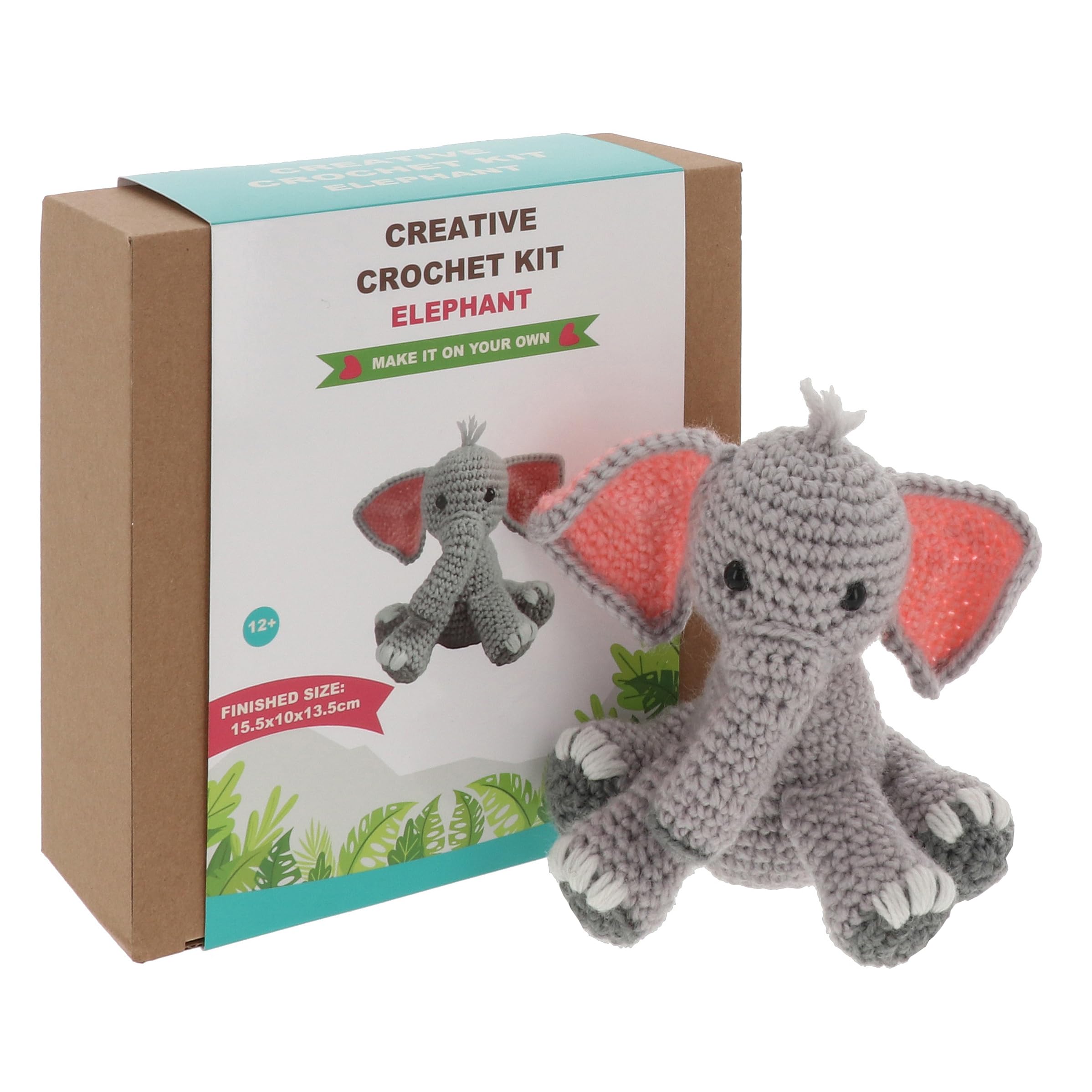 Shudehill Giftware Grey Creative Crochet Kit For Adults – Diy Elephant Craft Set, Perfect For Beginners, Includes All Materials & Instructions For A Fun, Easy Crochet Project 13.5Cm