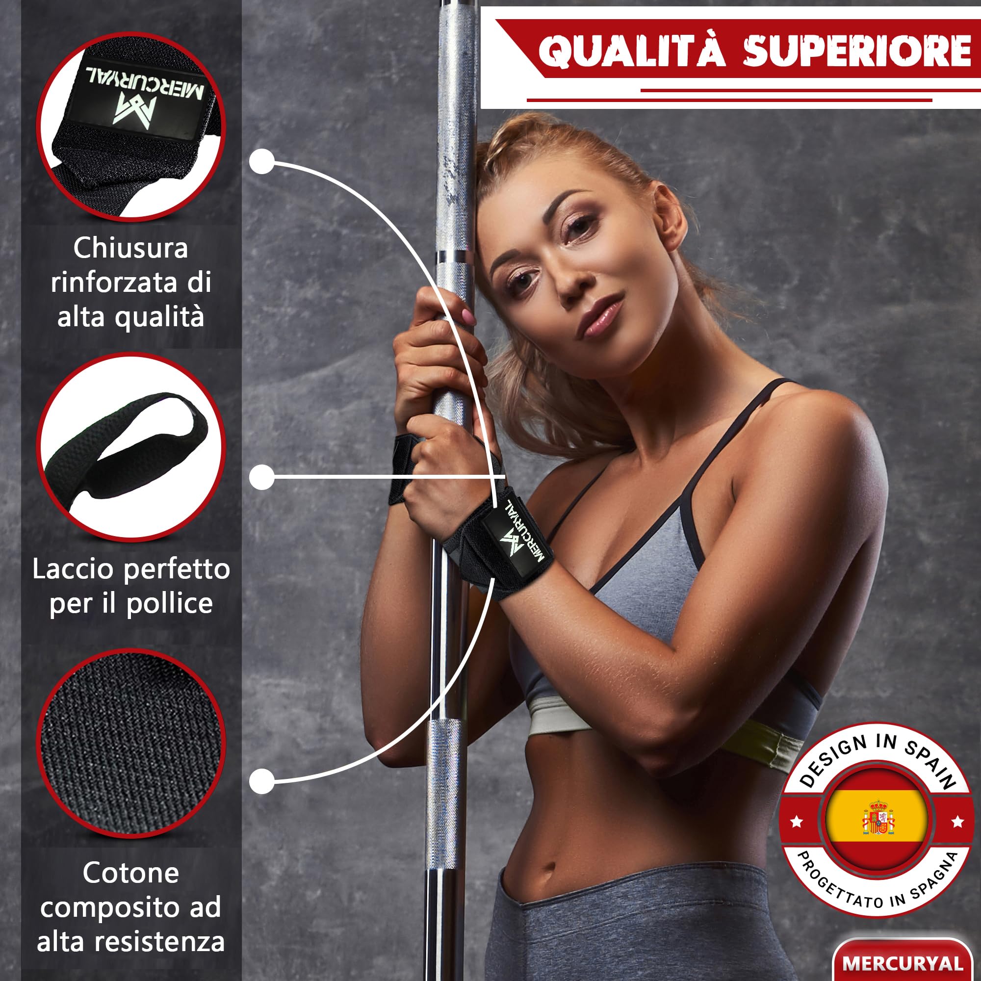 MERCURYAL Polsiere Palestra - Fascette Palestra - Polsini Palestra - Fasce Polsi Palestra - Accessori Fitness, Bodybuilding, Palestra, Calistenics, Crossfit, Gym per Uomini e Donne