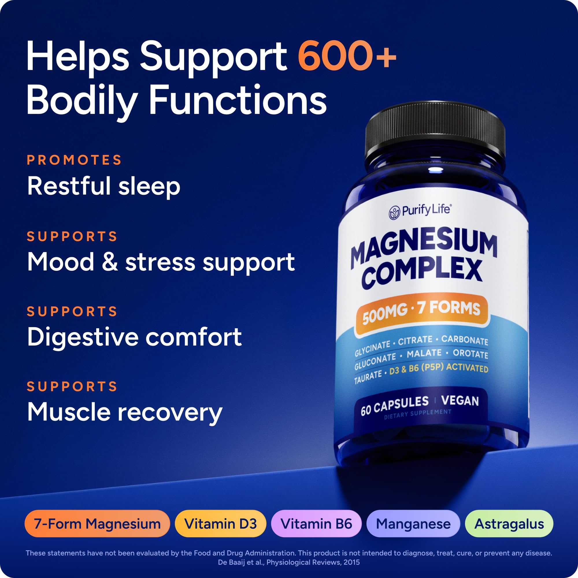 Magnesium Glycinate Complex for Women & Men with Vitamin D3 & B6, 500mg — Amazon image 2