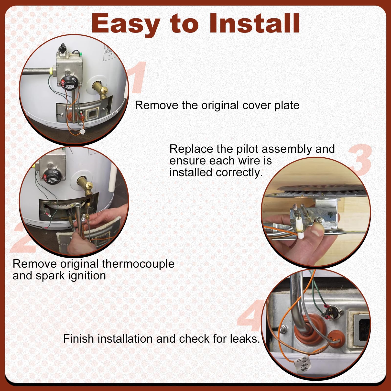 MENSI Gas Water Heater Repair Parts Natural Gas 190 Degree Pilot Igniter  Assembly Replacement For Reliance 9003542,AO.Smith, Kenmore, State GS And  GSX, Replaces 100109295,9003542005, image size:1600x1600