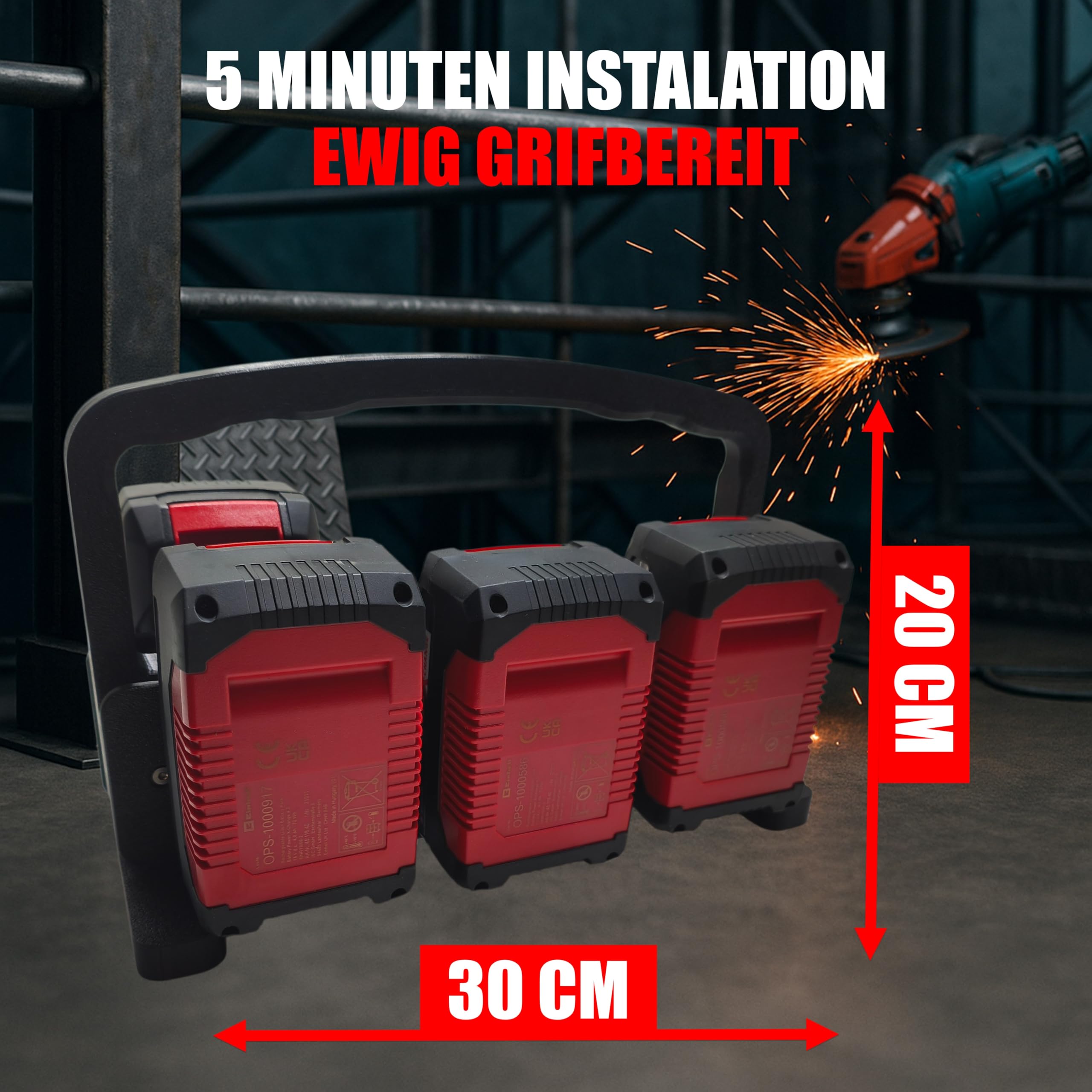 Uchwyt ścienny do akumulatorów i ładowarek Einhell [Made in Germany] uchwyt na akumulator do akumulatorów 18 V – Einhell uchwyt ścienny do ładowania – uchwyt ścienny do montażu na ścianie do porządku