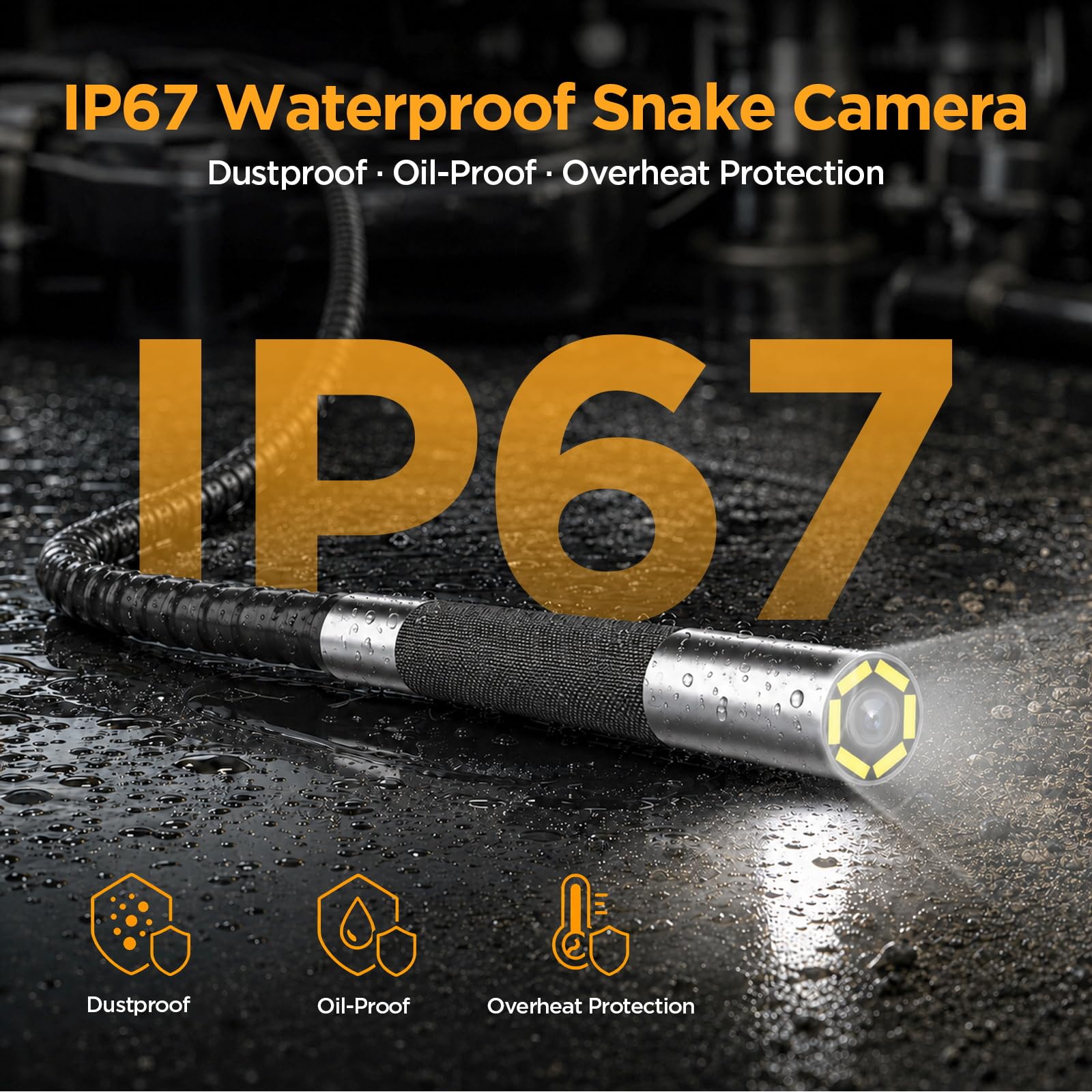 AUTOOL SVB208 Articulating Borescope, 2-Way 210° 0.24in Ultra-Slim Endoscope with Light, 4.3" IPS HD Screen 8X Zoom, IP67 3.3FT Flexible Video Scope Camera for Automotive Engine Inspection — Amazon image 9