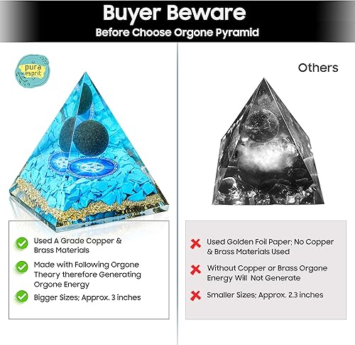 Vista 10 de Amethyst Orgone Pyramid Crystal for Positive Energy - Black Obsidian Sphere Orgonite Pyramid Crystals - Meditation Aids Sleep Crystal Energy Orgone