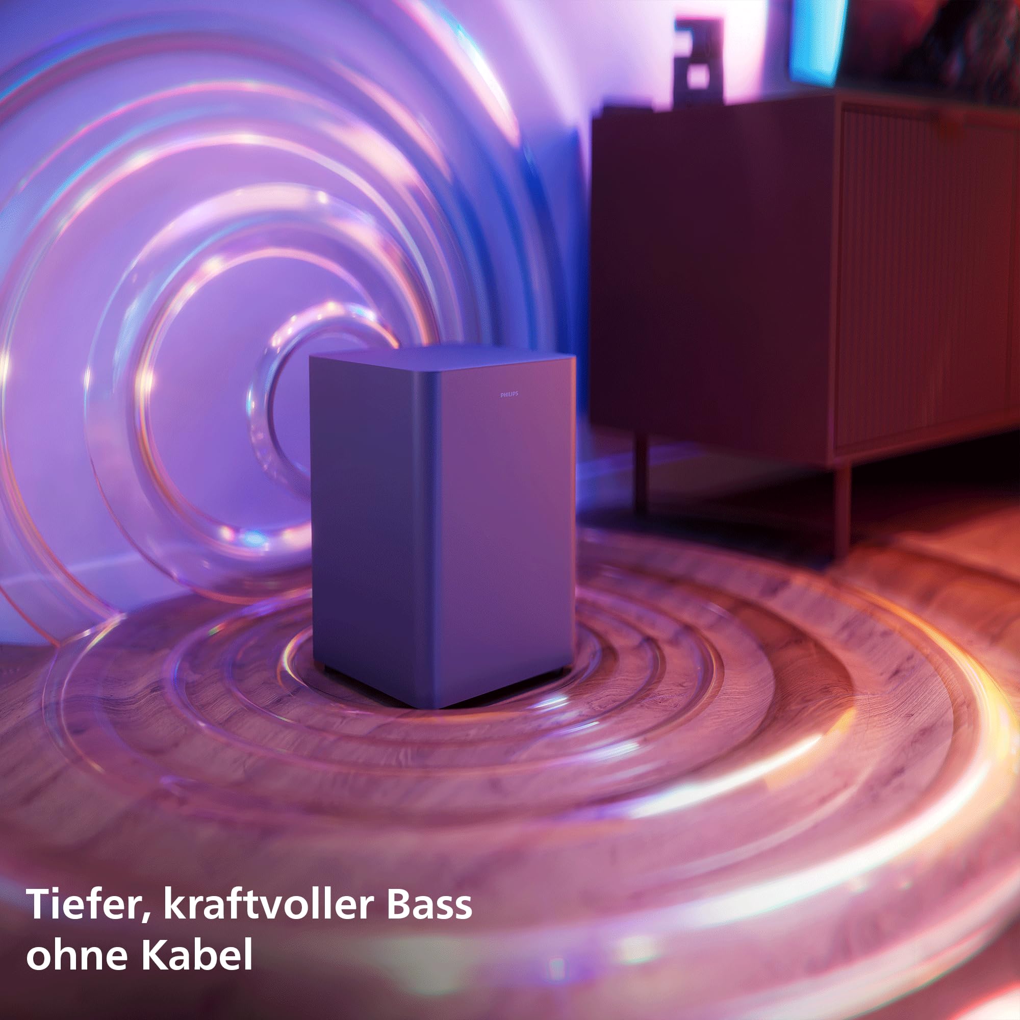 Philips TAB5601 2.1 Soundbar; kabelloser Subwoofer, 290 W max. Ausgangsleistung, Dolby Digital Plus, DTS Virtual:X, Intellisound KI Audio, Bluetooth LE 5.4, HDMI ARC, optische & USB-Eingänge; Gunmetal
