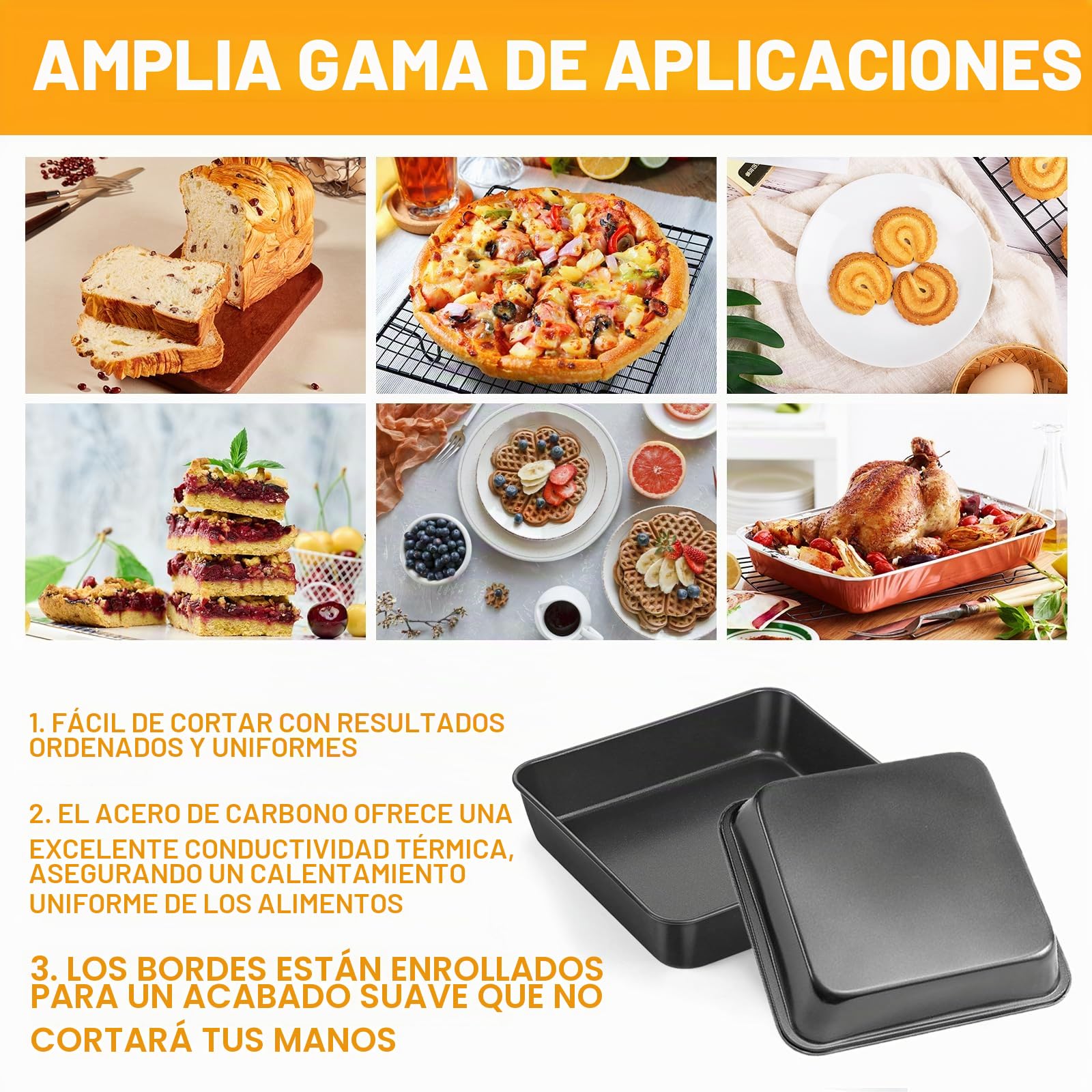 2 Piezas Moldes Cuadrados para Hornear, Molde de Horno Cuadrado, Platos Cuadrados con Revestimiento Antiadherente, para Hornear Postres, Dulces Caseros Al Horno, Moldes para Brownies