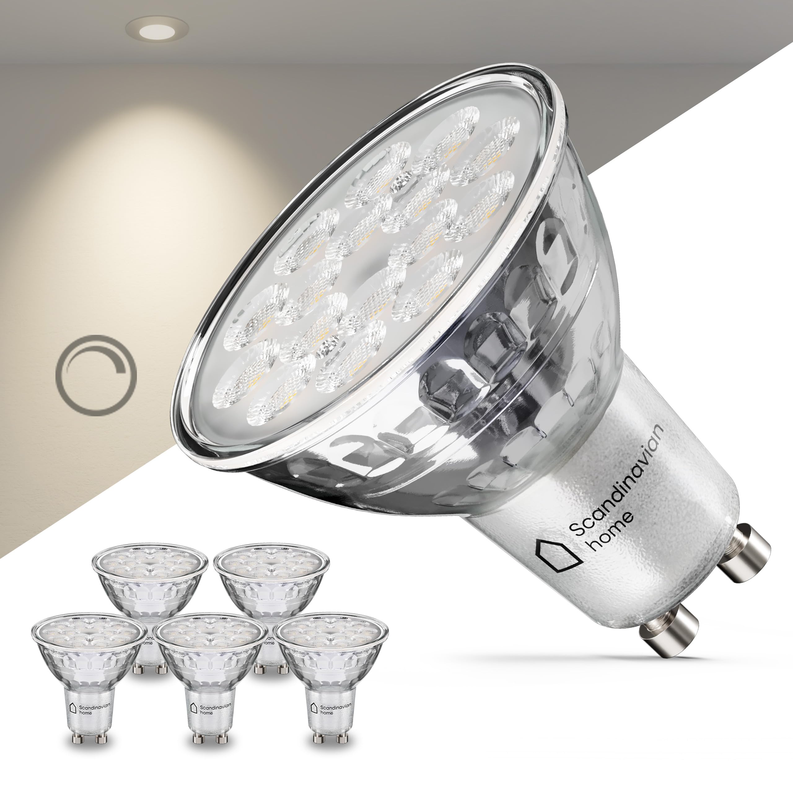 Scandinavian home 6er Set GU10 LED Warmweiss - GU10 LED Dimmbar 230V, 470lm, 3000K, 40°, CRI90+ - Lampe Glühbirne Leuchtmittel für Küche, Wohnzimmer, Bad & Flur