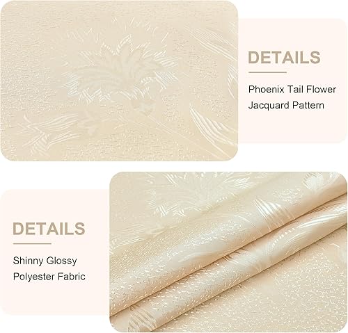 Miniatura 5 de Mantel cuadrado pequeño de jacquard de 36 x 36 pulgadas, color amarillo claro brillante con hojas de campo, patrón de damasco, cubierta brillante